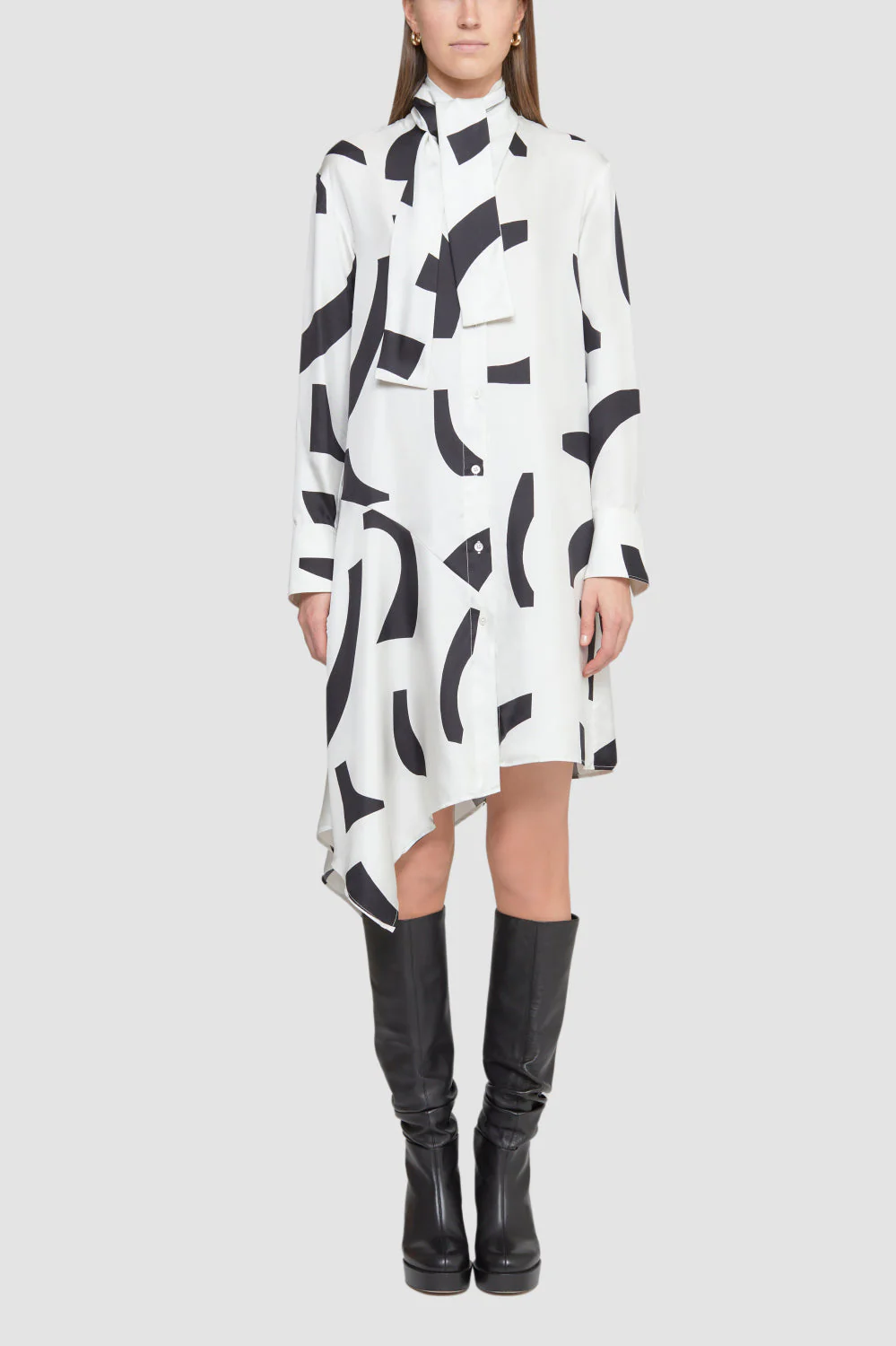 Abstract Tile Ls Shirt Drs W Neck Ties - Image 3