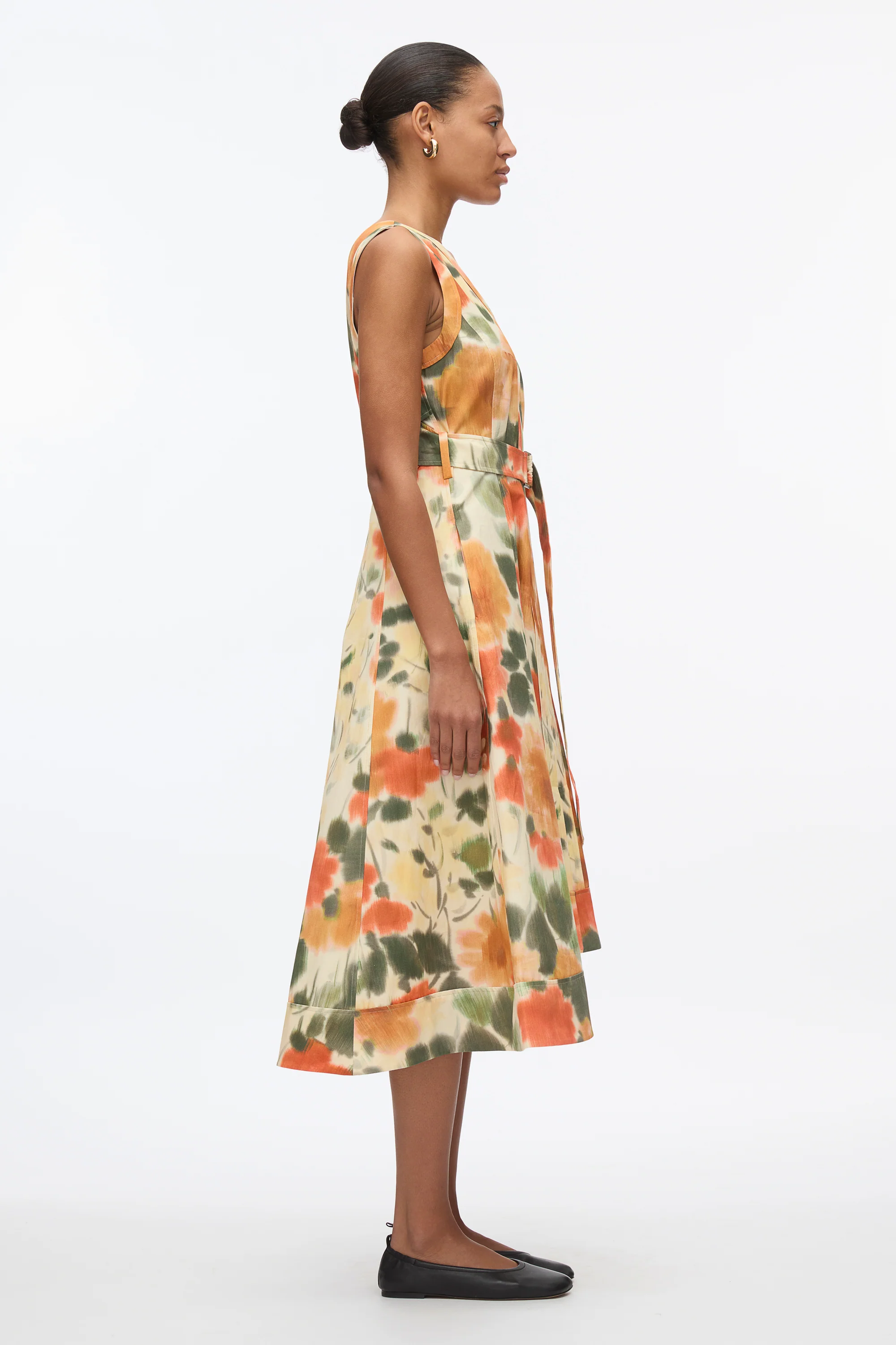 Blurred Marigold Belted Midi Dress - Image 3
