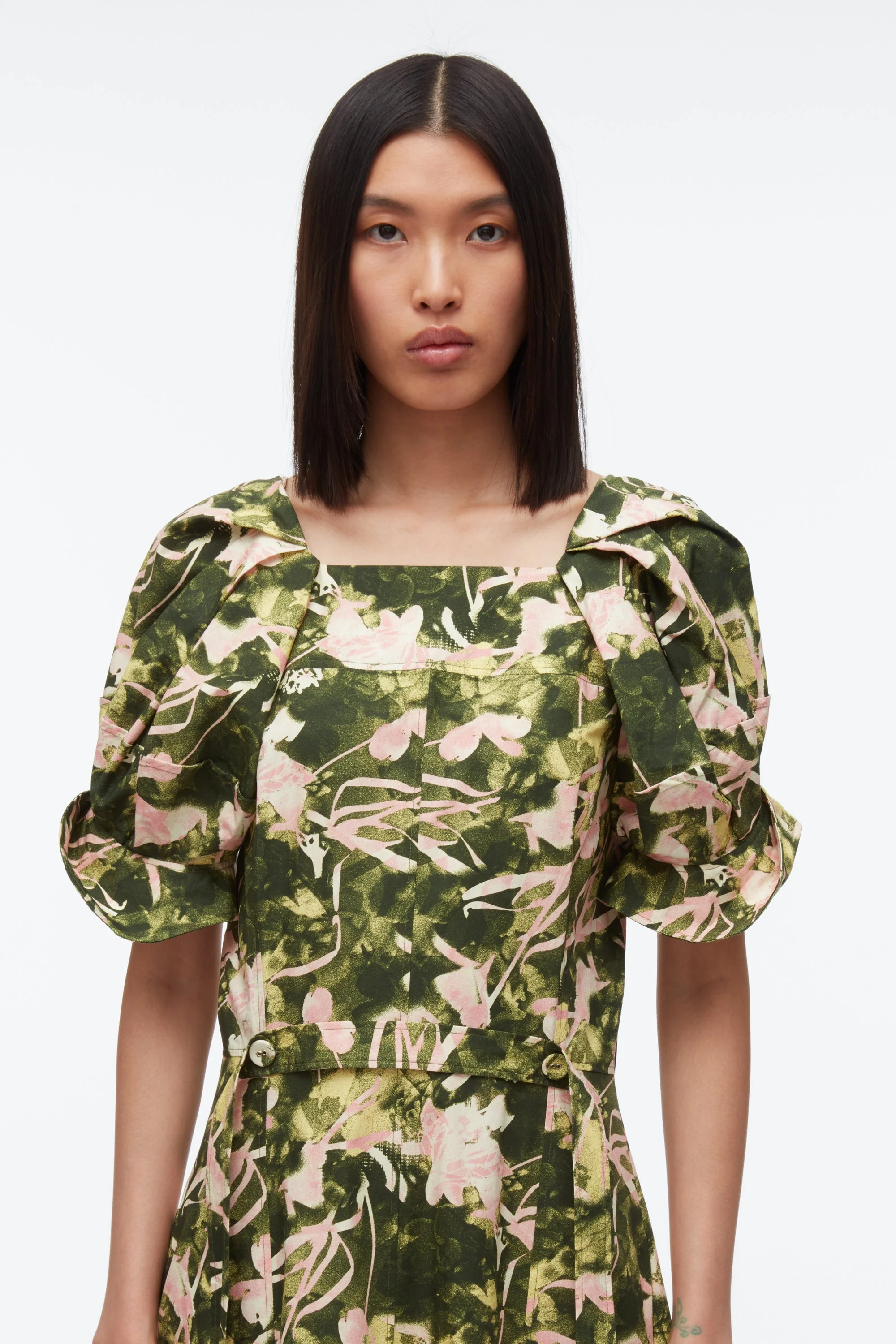 Collapsed Bloom Short Sleeve Belted Dress Iris - Image 4
