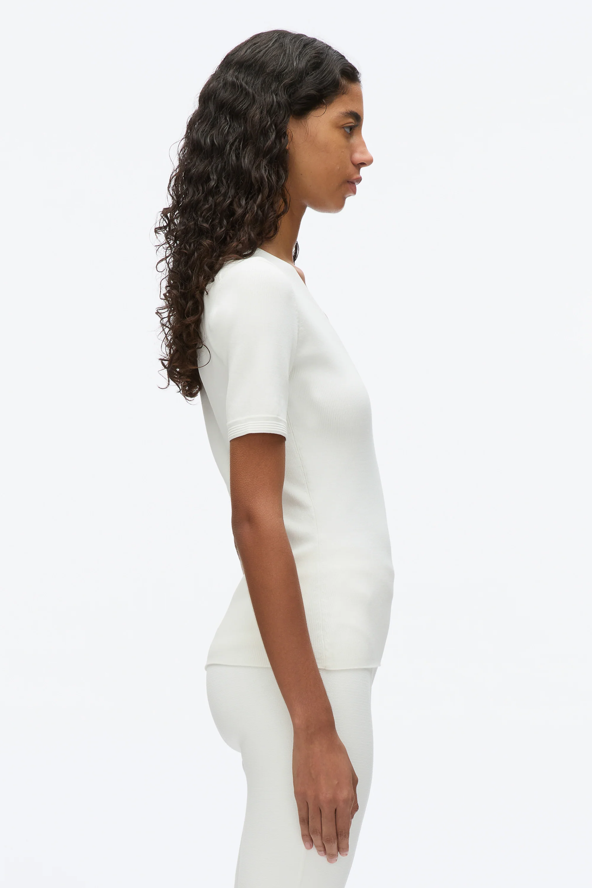 Compact Rib V-Neck Tee - Image 4