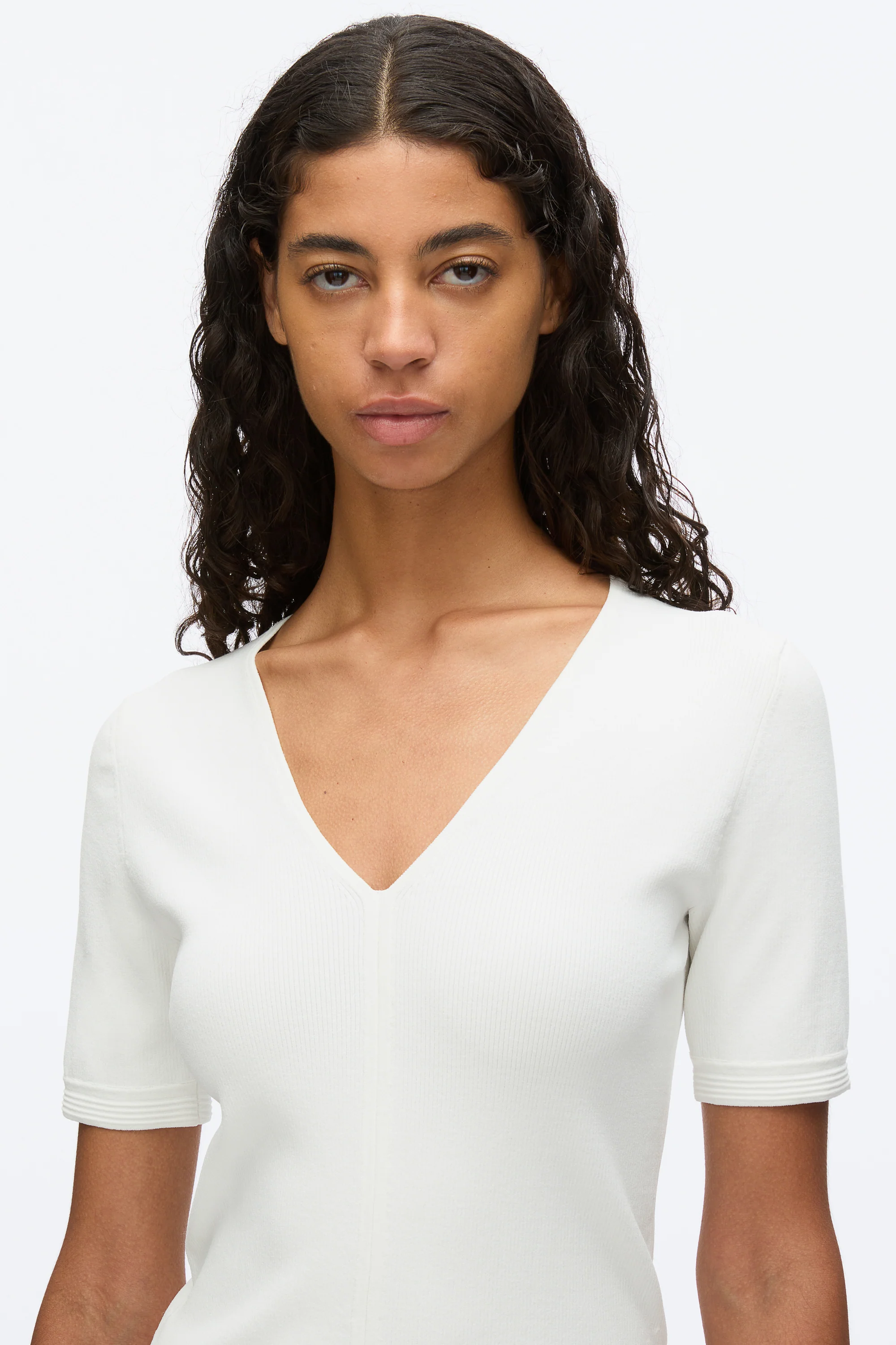 Compact Rib V-Neck Tee - Image 6