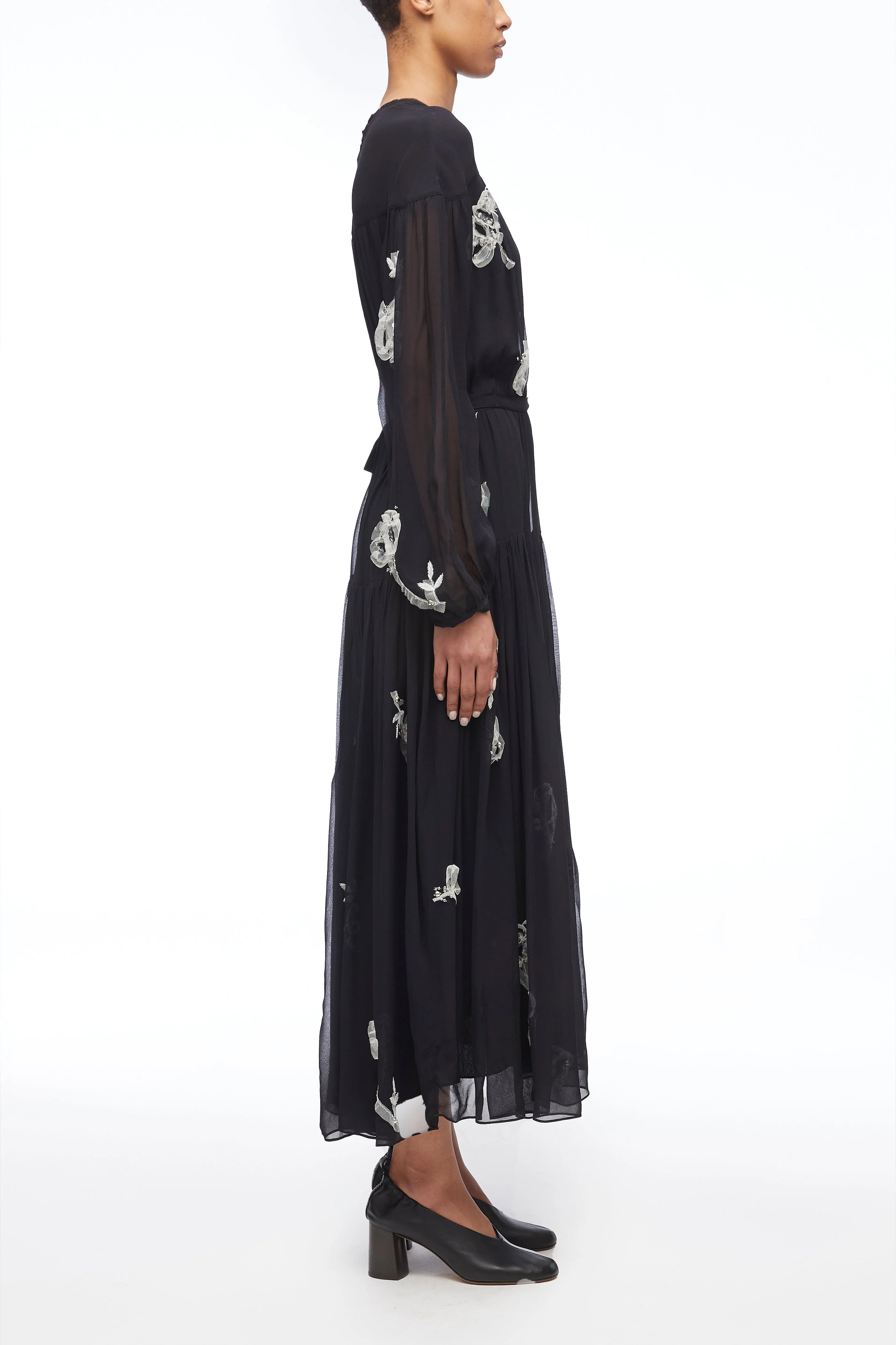 Deconstructed Floral Chiffon Long Dress - Image 3