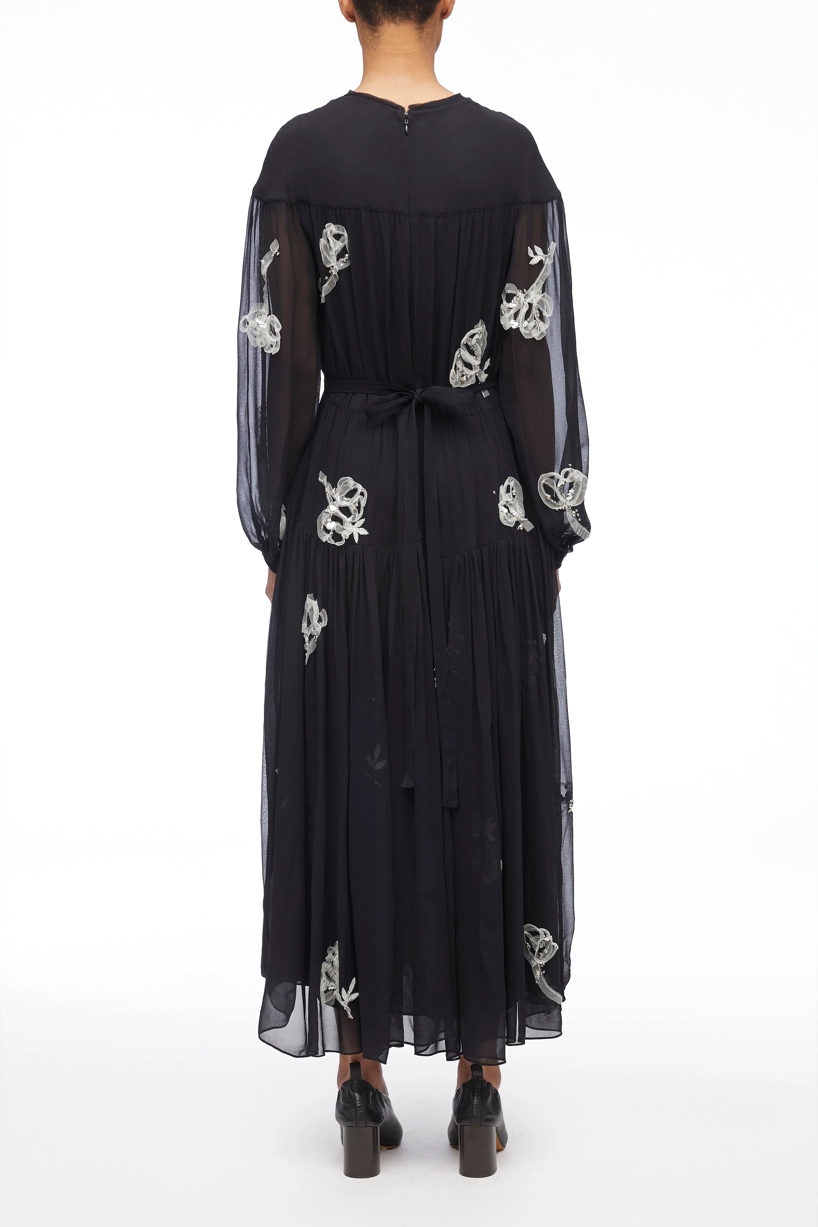 Deconstructed Floral Chiffon Long Dress - Image 4