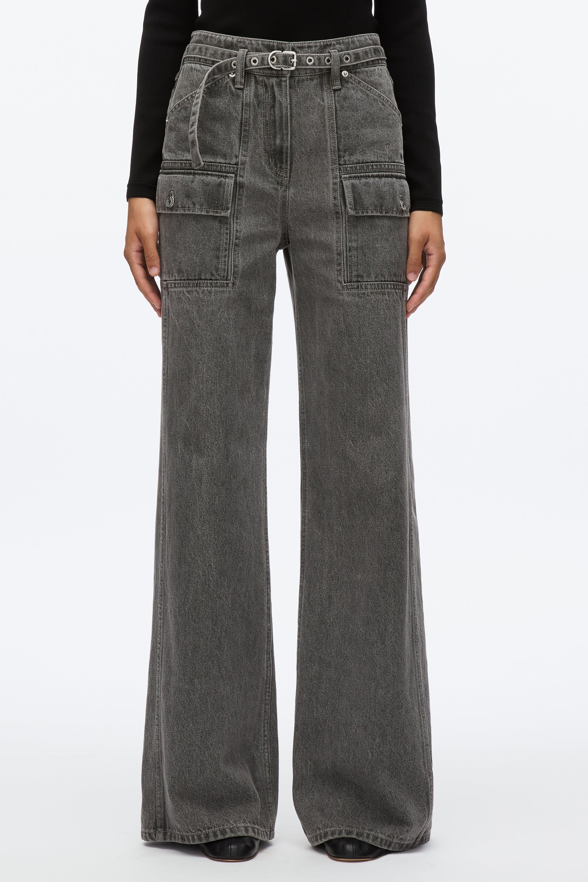 Cargo Wide Leg Belted Jeans - Image 3