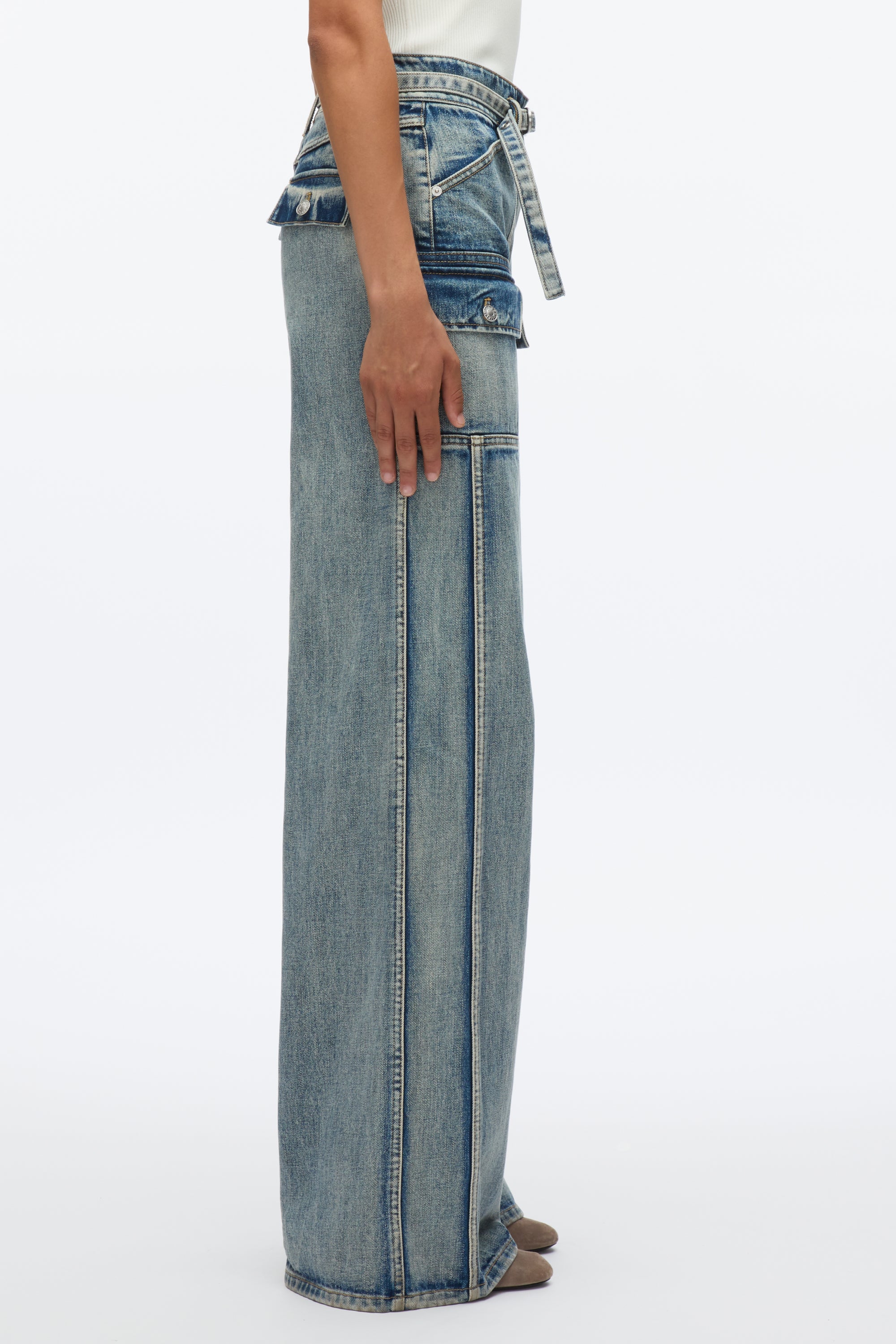 Cargo Wide Leg Belted Jeans - Image 3