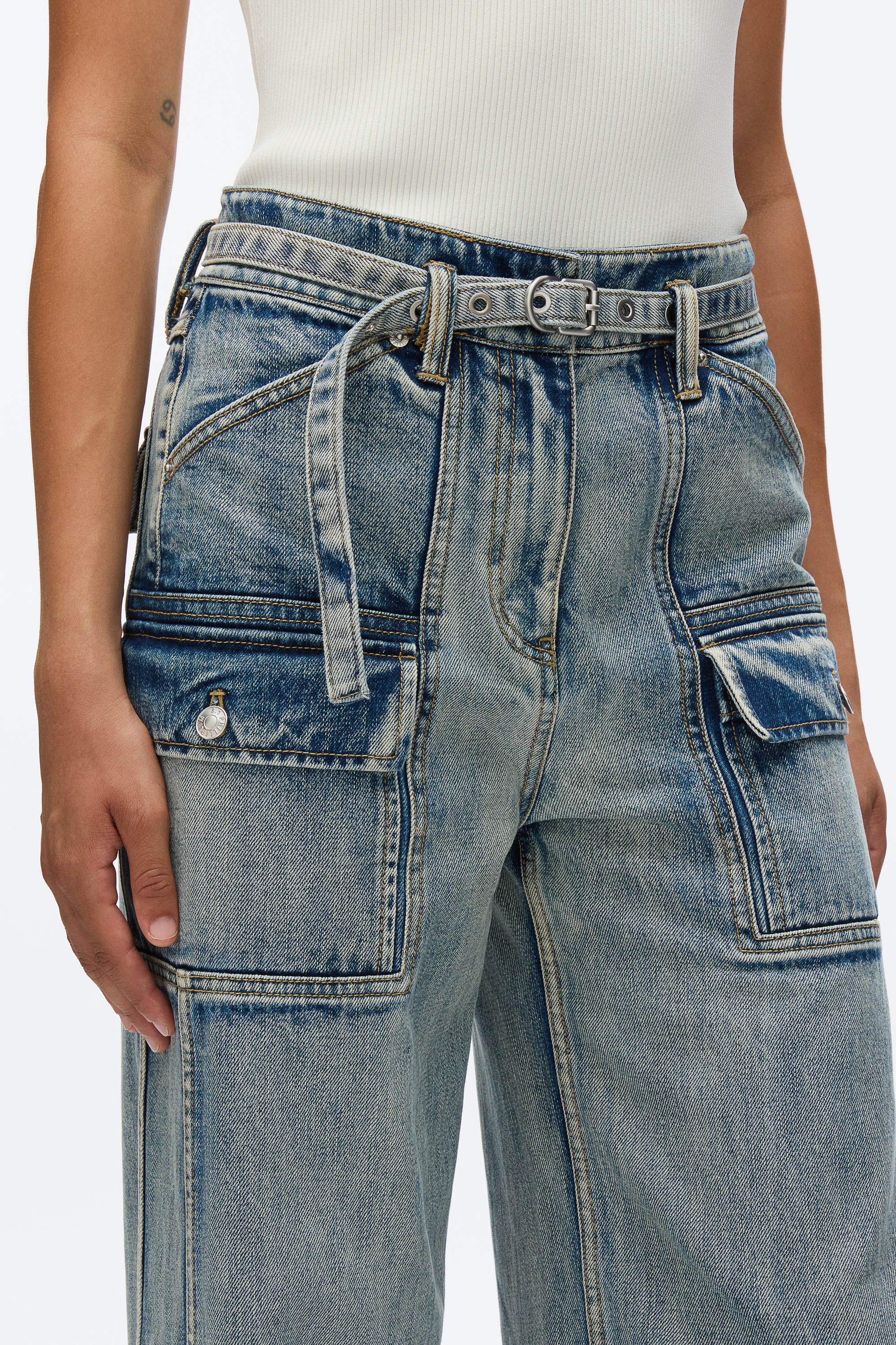 Cargo Wide Leg Belted Jeans - Image 5