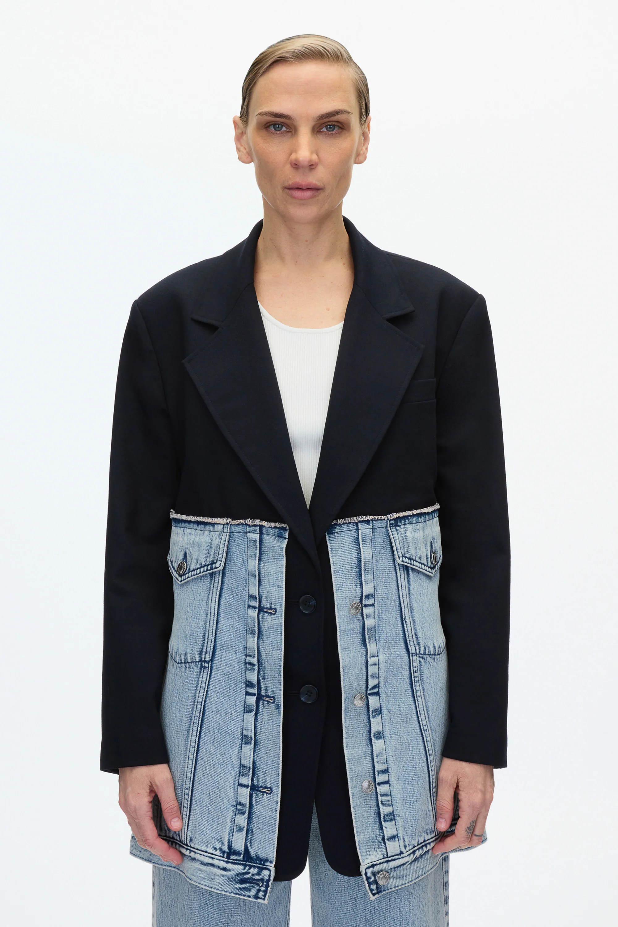 Deinim Oversized Hybrid Blazer with Ties - Image 6