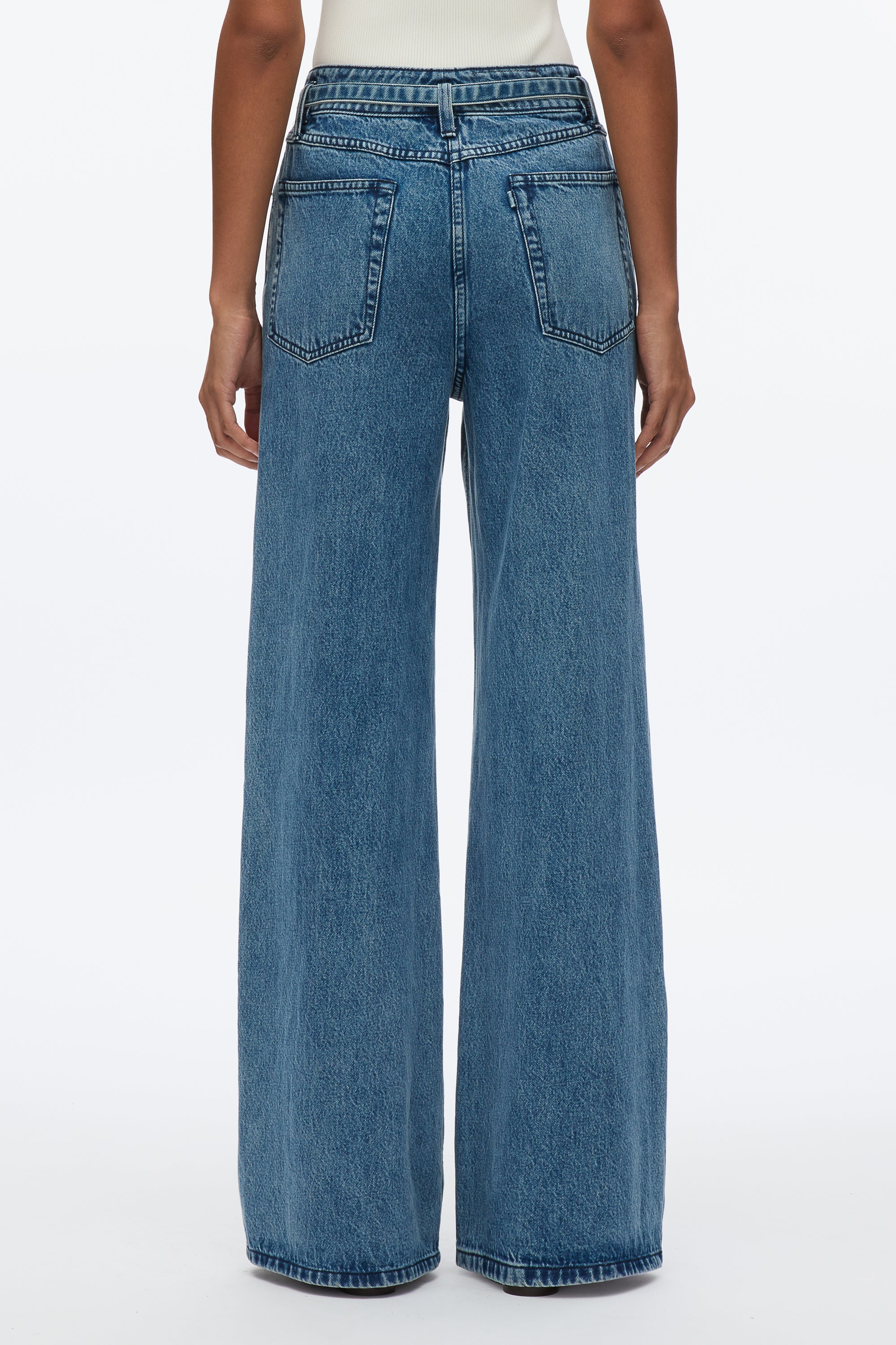 Denim Wide-Leg Belted Jeans - Image 4