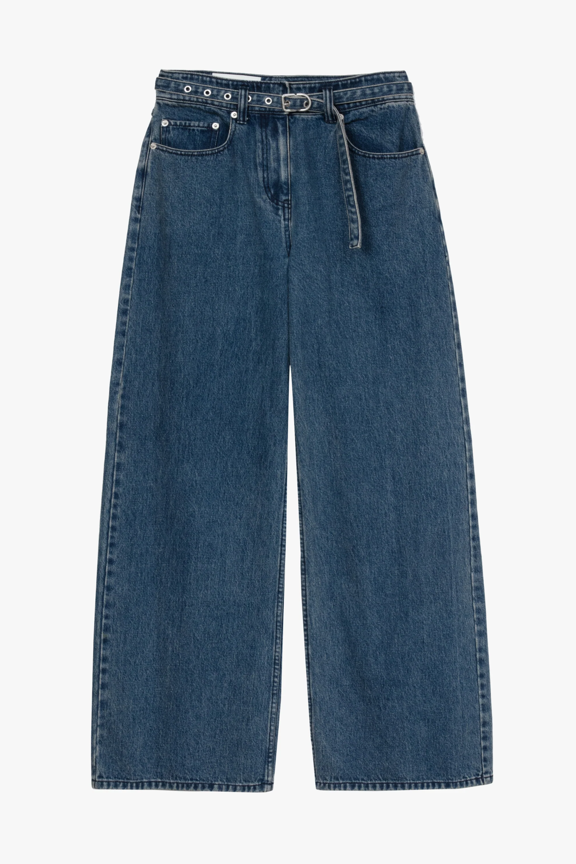 Denim Wide-Leg Belted Jeans - Image 6