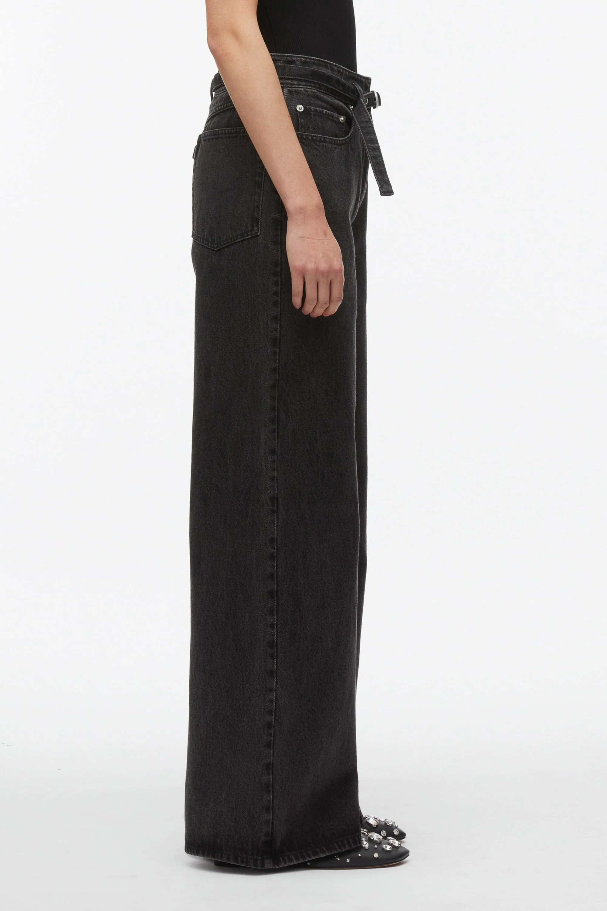 Wide Leg Belted Jeans - Image 3