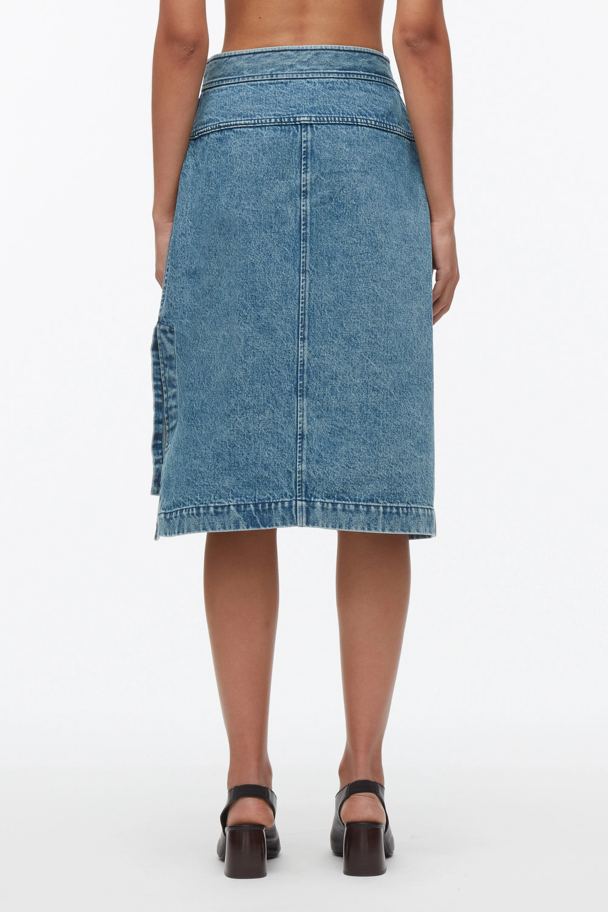 Washed Denim Wrap Half Skirt - Image 4