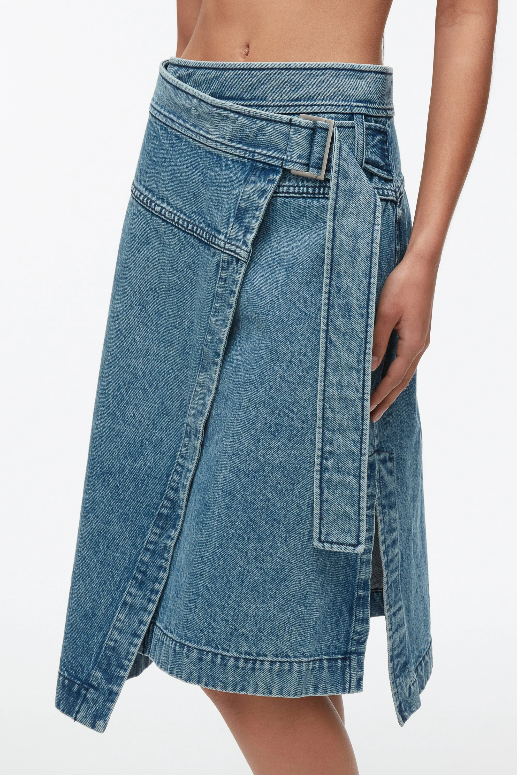 Washed Denim Wrap Half Skirt - Image 5