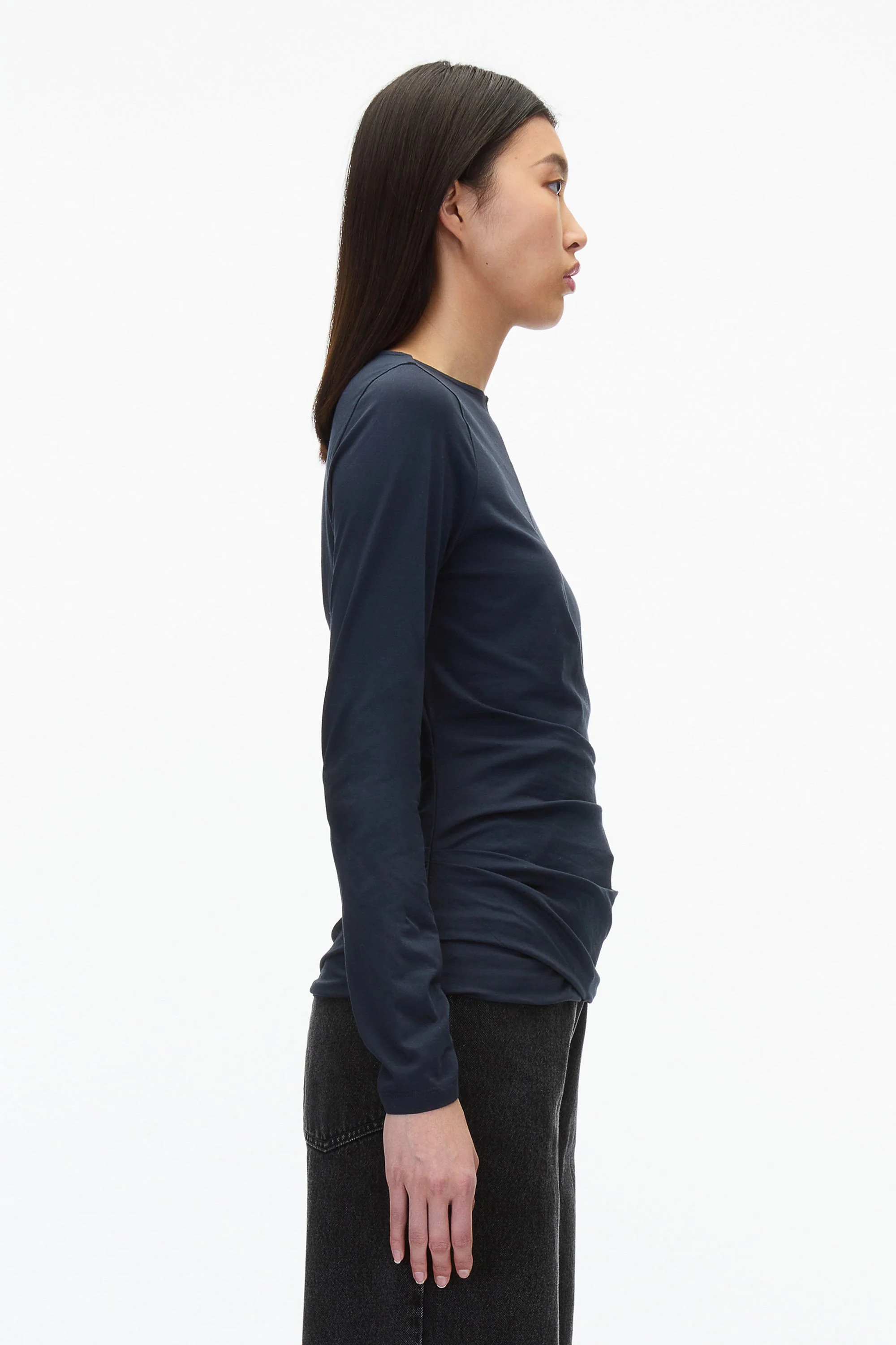 Draped Boatneck Long Sleeve Tee - Image 3