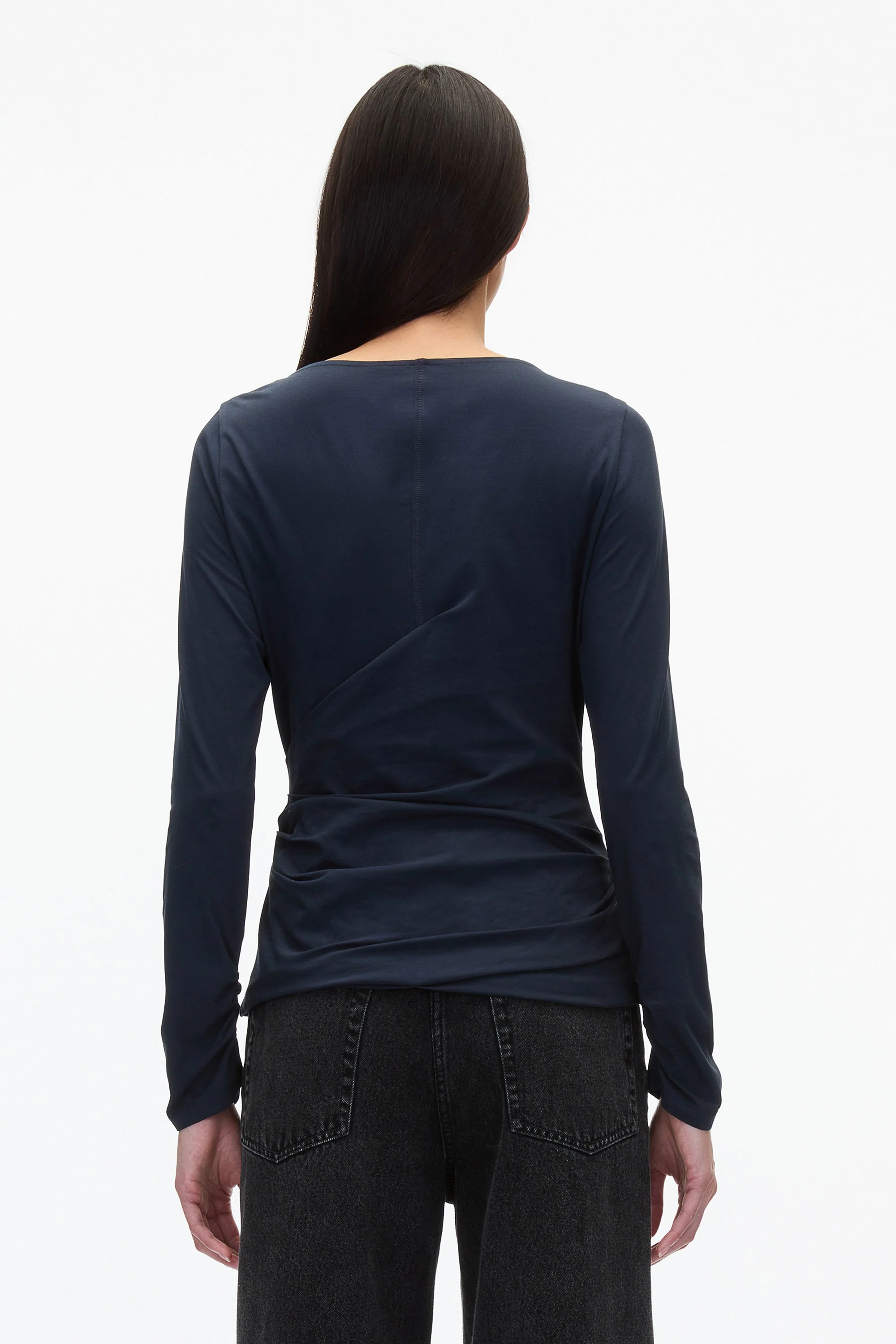 Draped Boatneck Long Sleeve Tee - Image 4