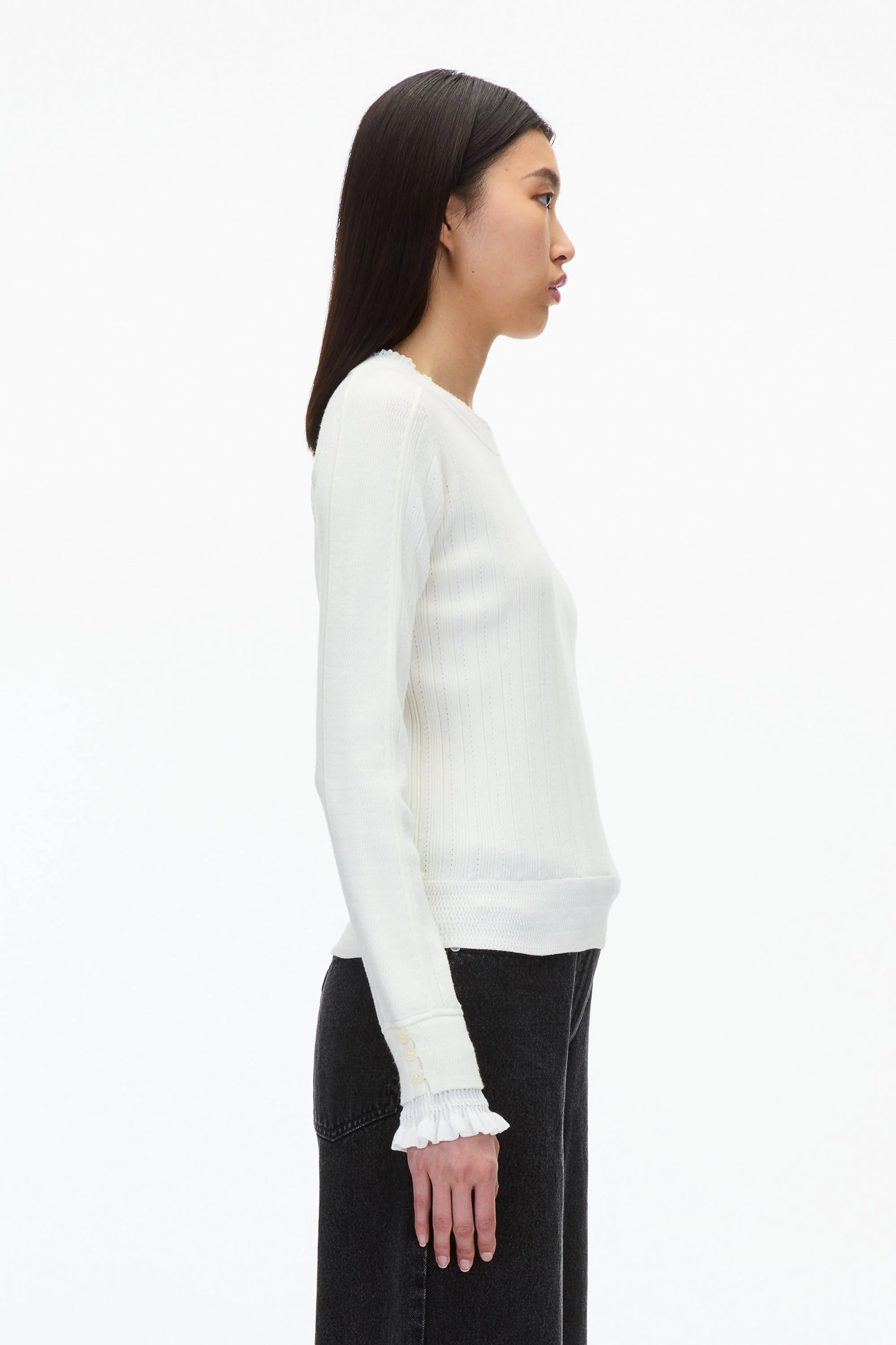 Draped Boatneck Long Sleeve Tee - Image 7