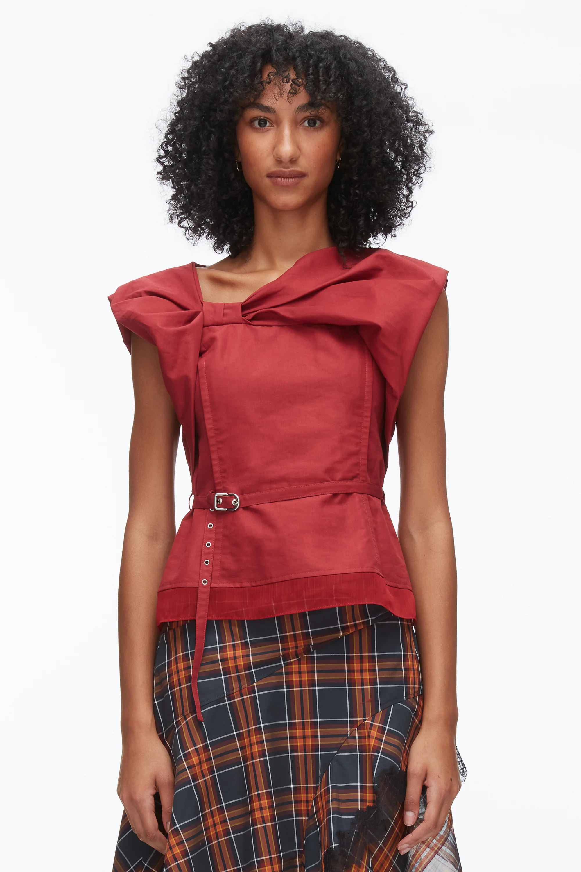 Draped Bow Belted Shell Top - Image 3