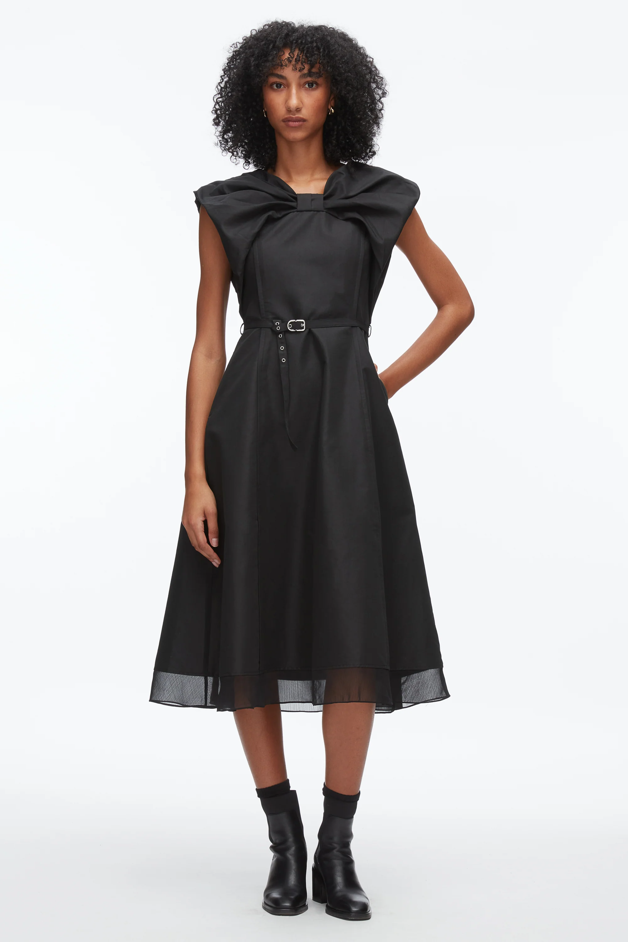 Draped Bow Dress with Belt - Image 6