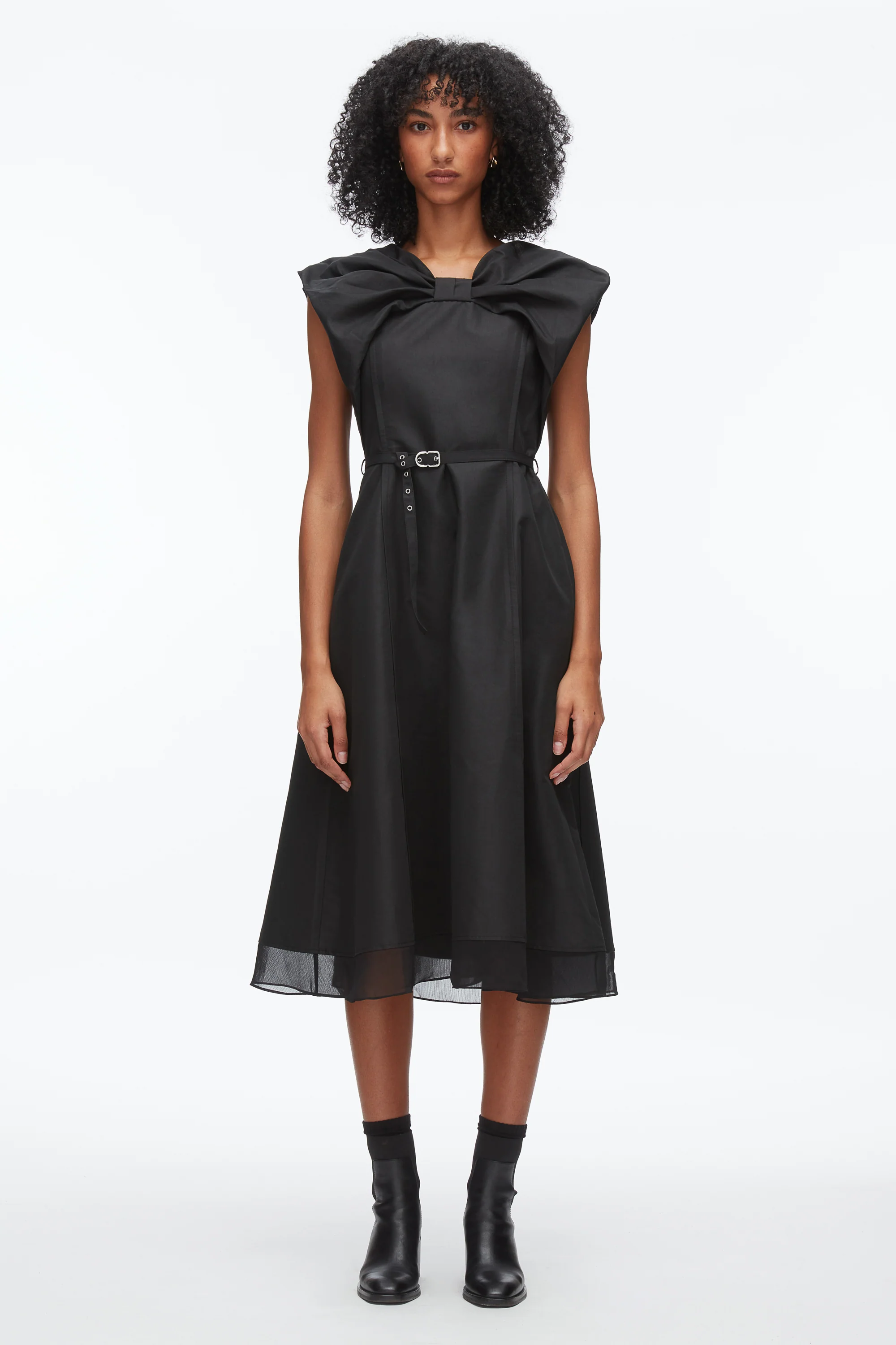 Draped Bow Dress with Belt - Image 7