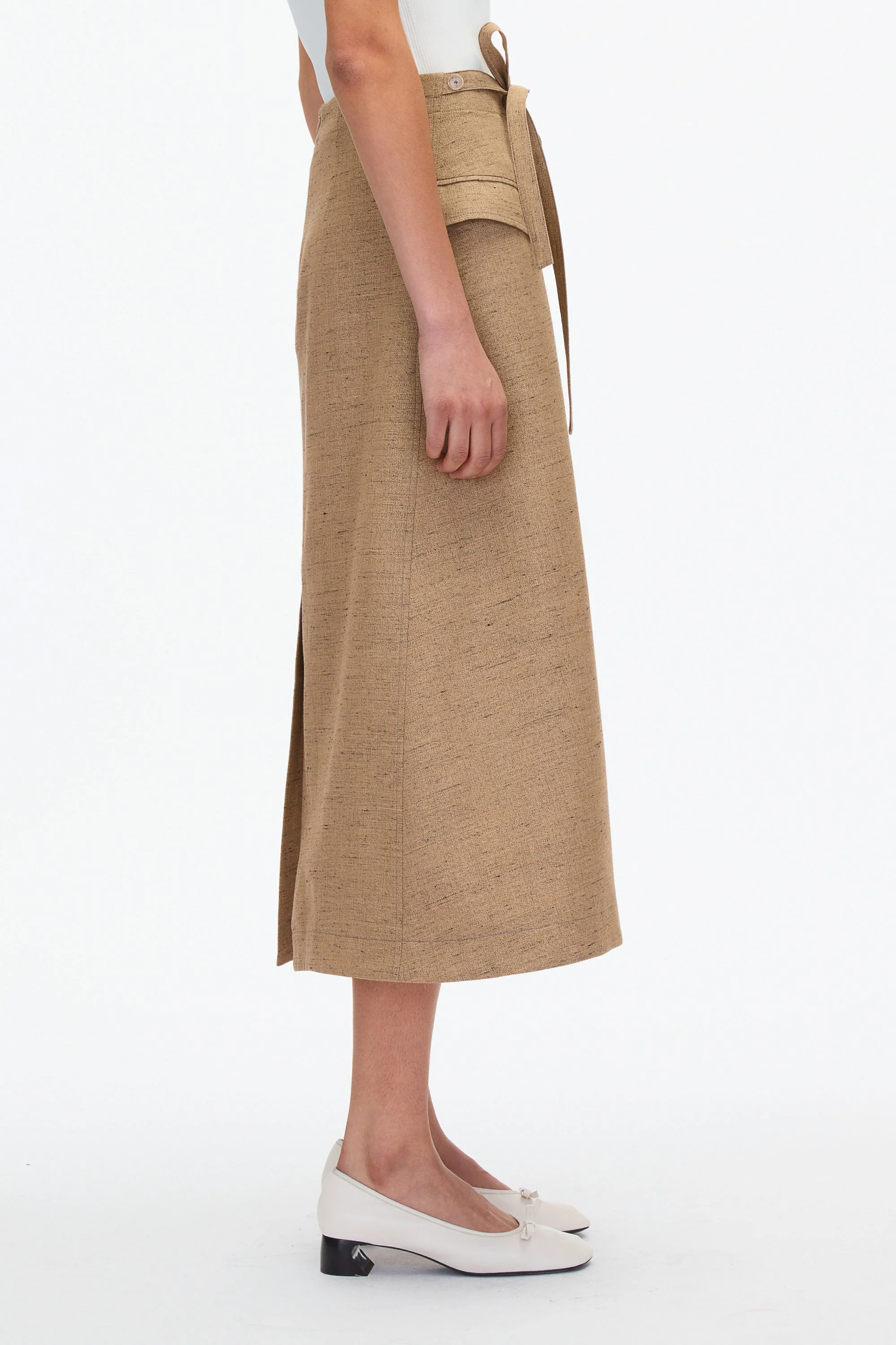 Faux Wrap Skirt with Tie Waist - Image 4