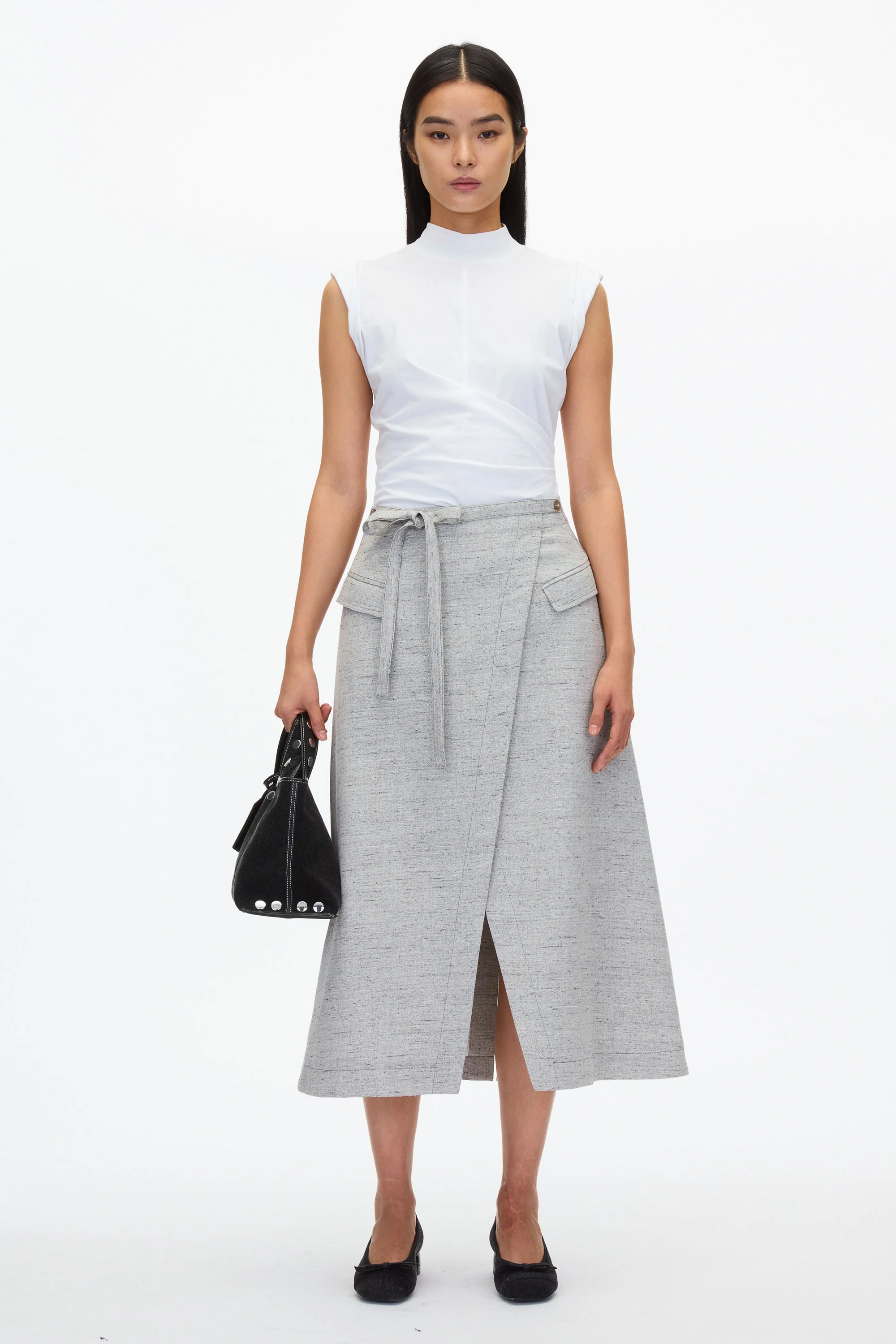 Faux Wrap Skirt with Tie Waist - Image 5