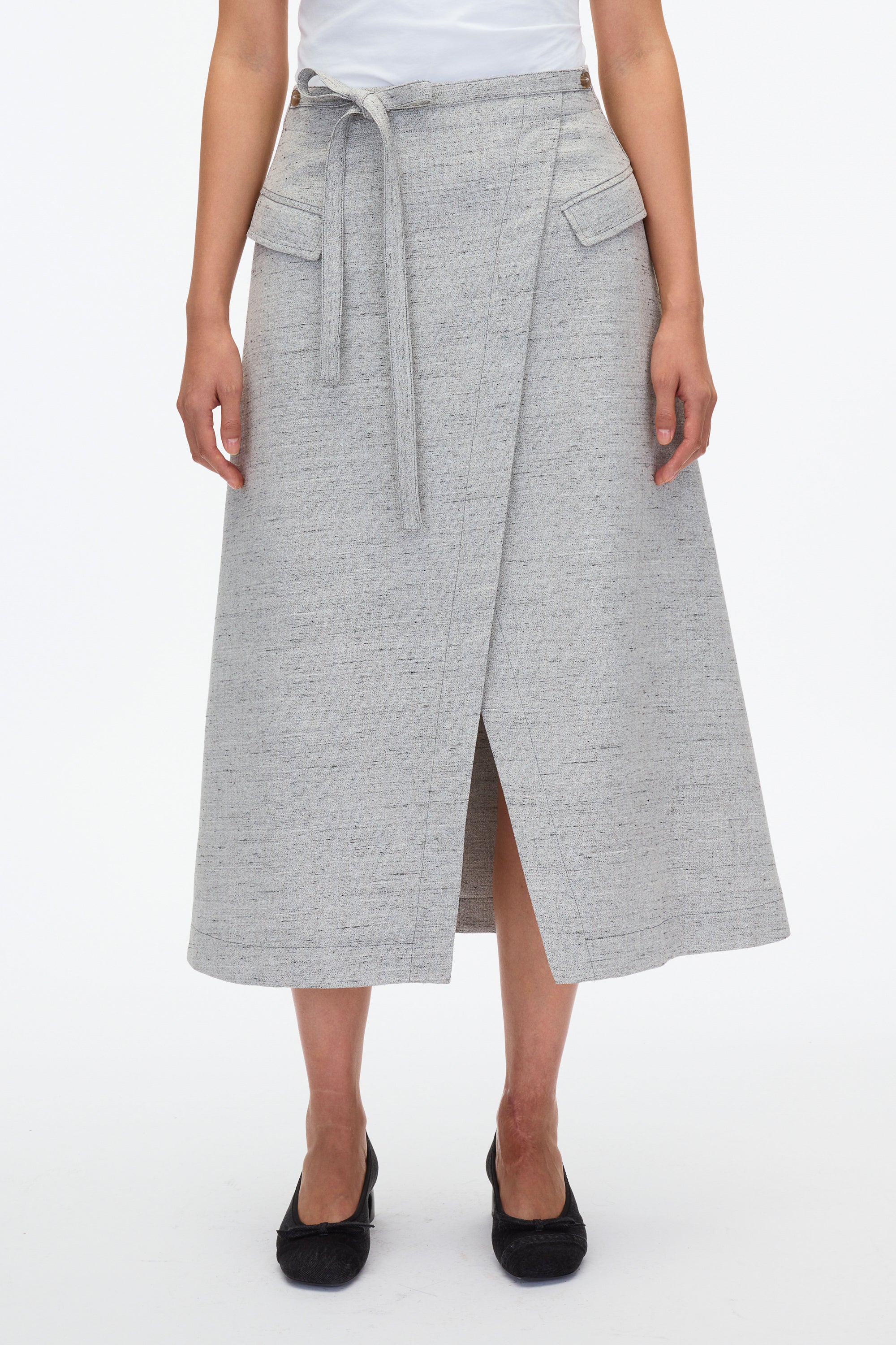 Faux Wrap Skirt with Tie Waist - Image 6