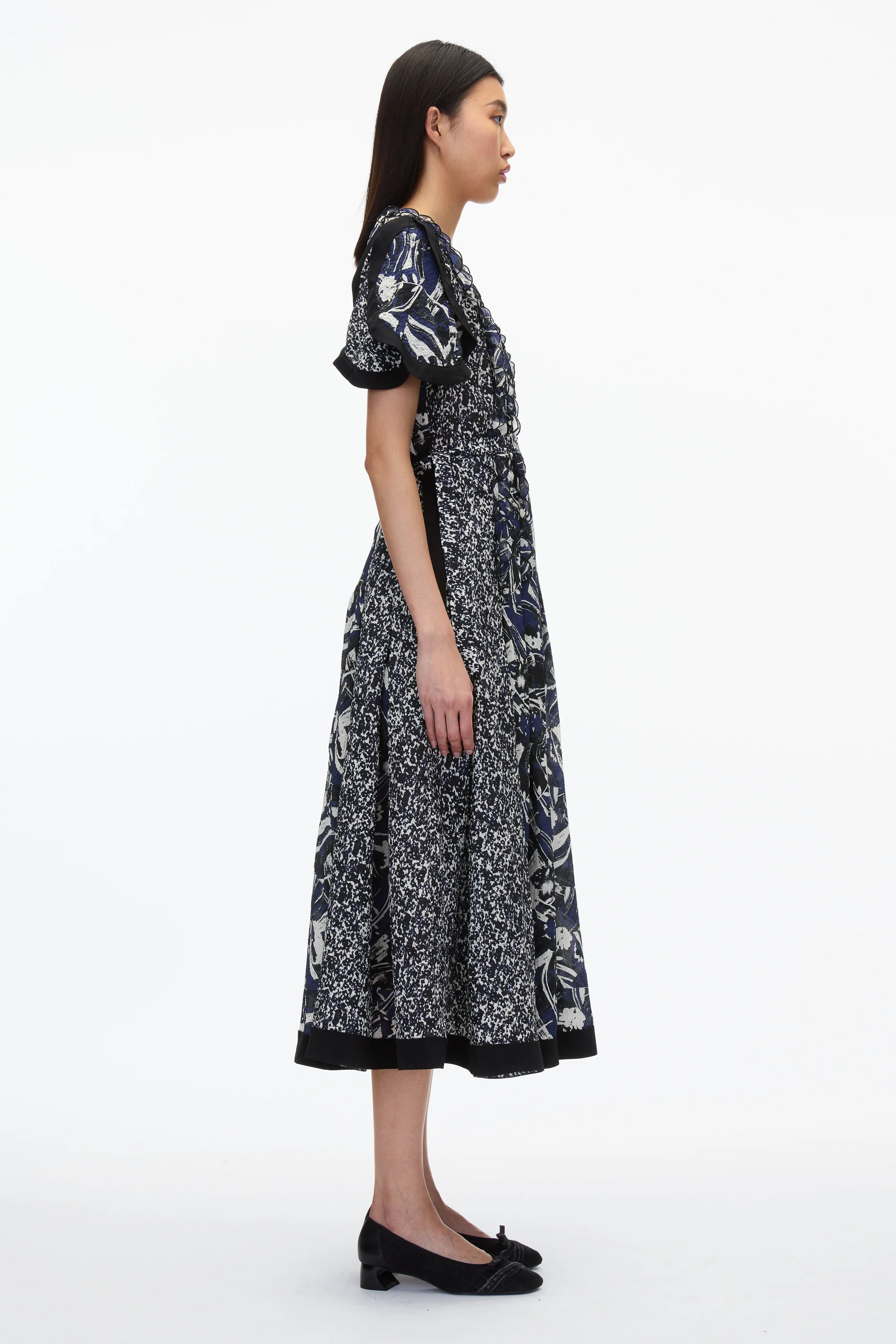 Floral Impressions Midi Dress with Petal Sleeves - Image 3