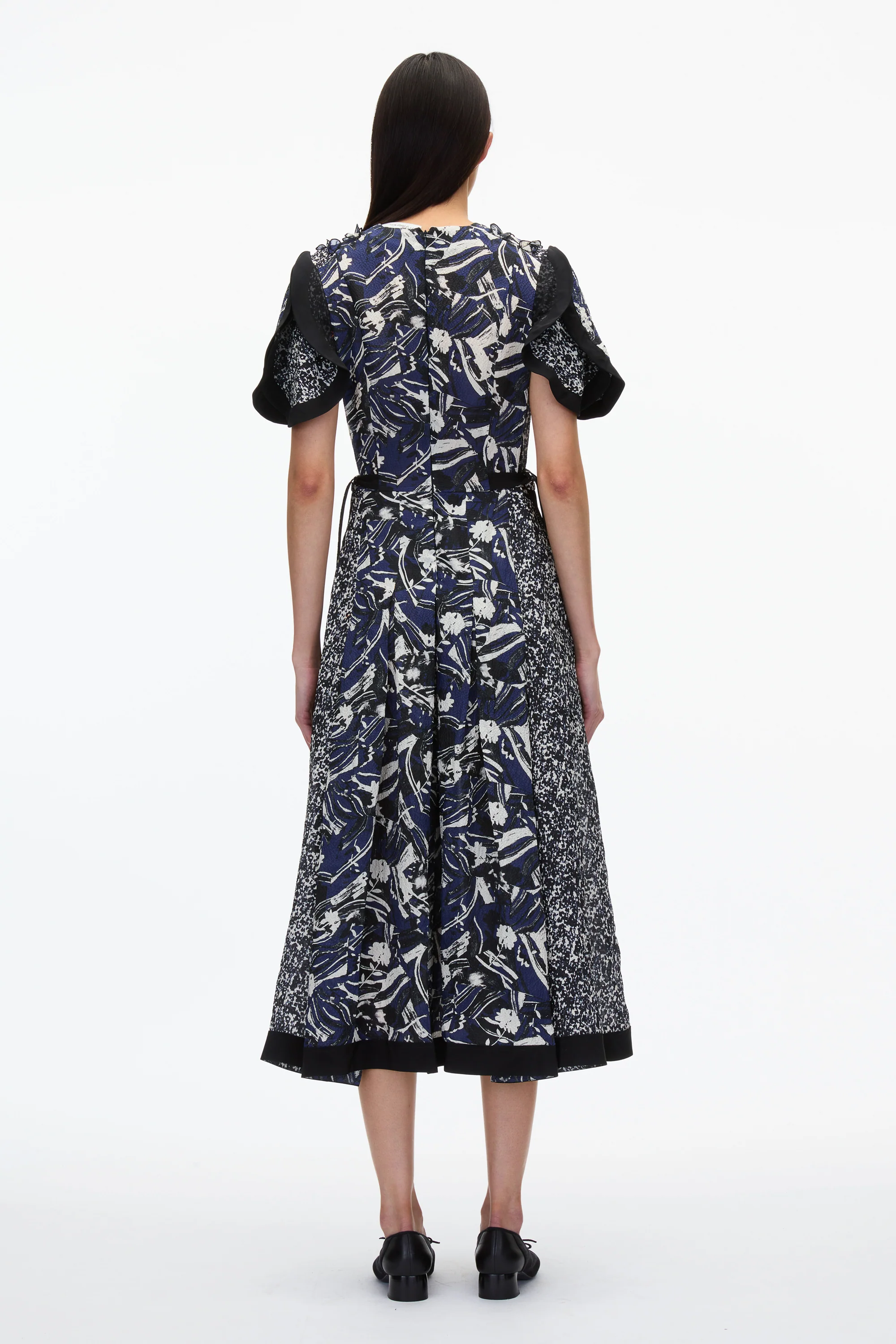 Floral Impressions Midi Dress with Petal Sleeves - Image 4