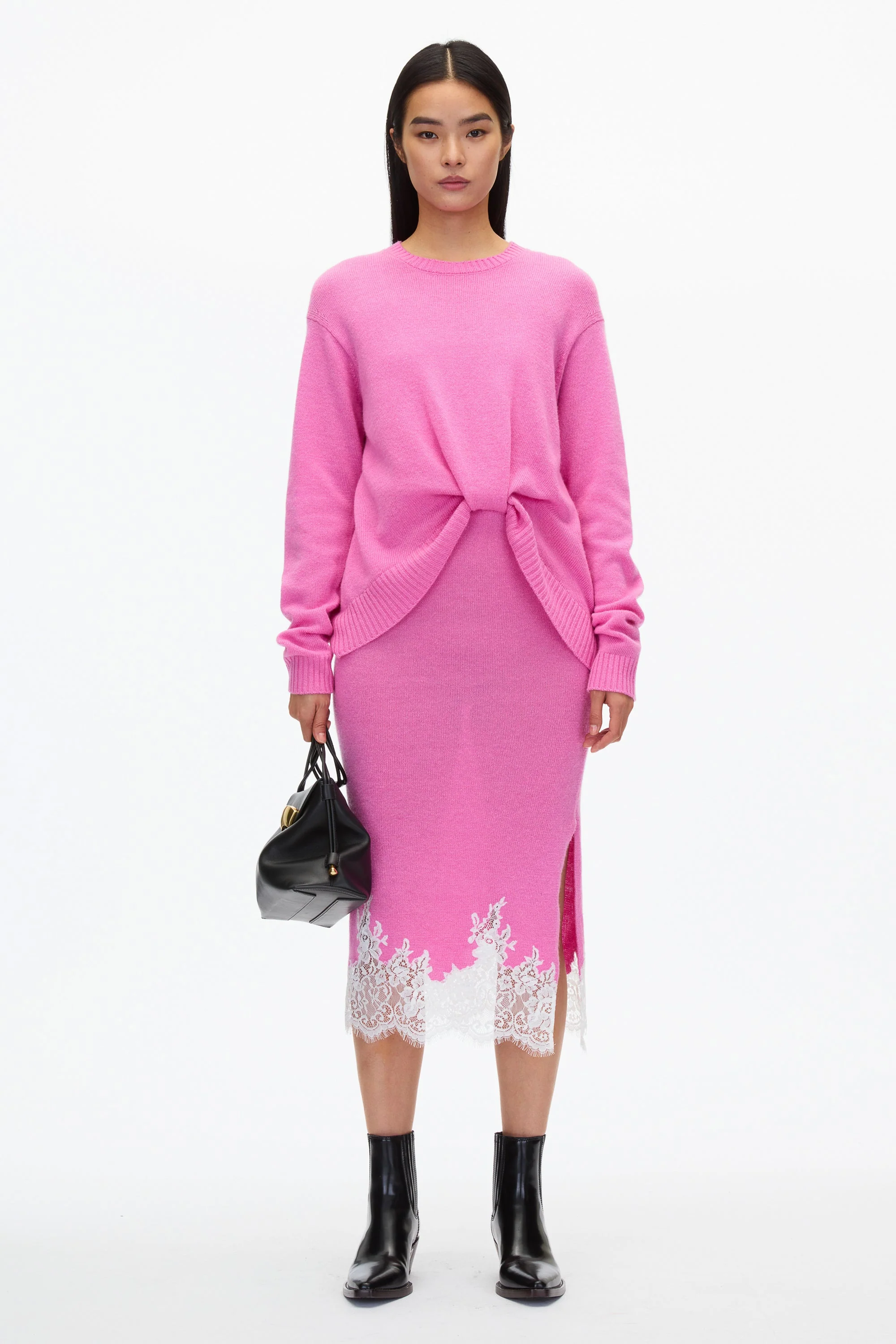 French Tuck Knit Dress with Lace Trim - Image 12