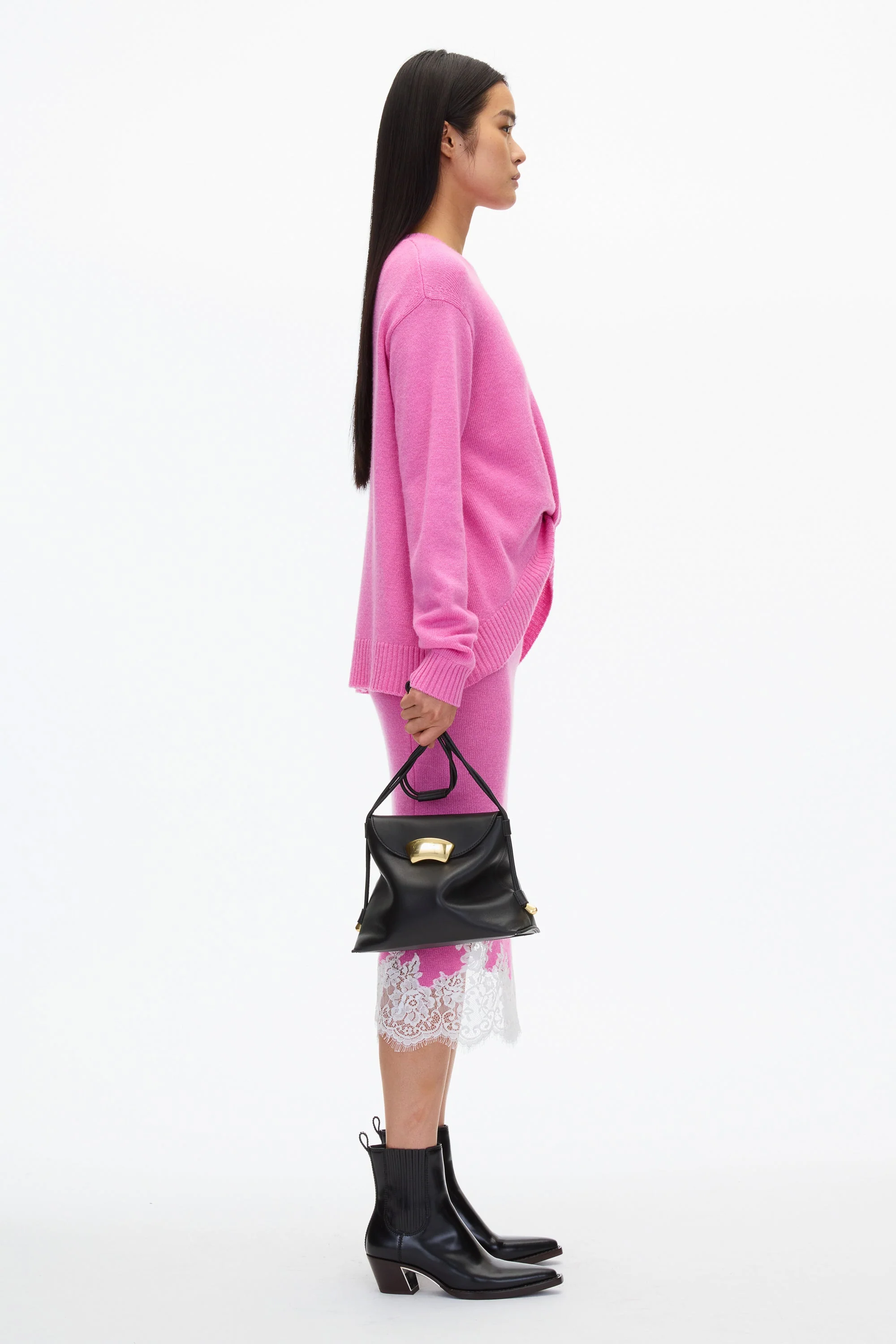 French Tuck Knit Dress with Lace Trim - Image 14