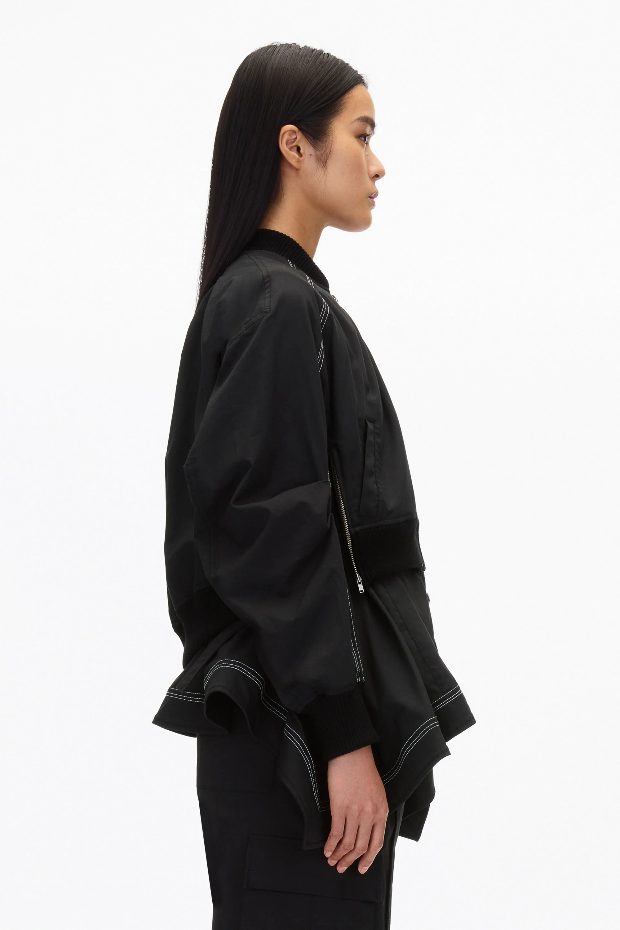 Layered Flounce Bomber Jacket - Image 3