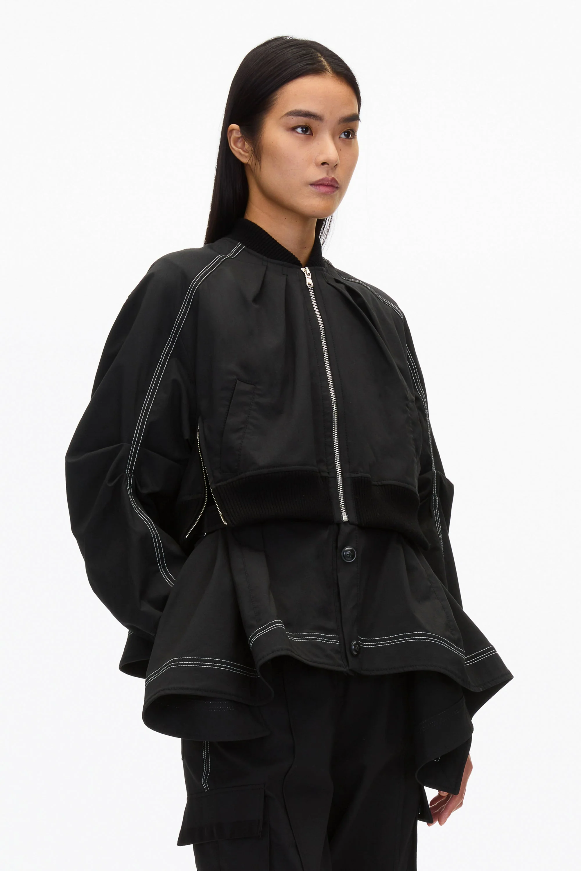 Layered Flounce Bomber Jacket - Image 5