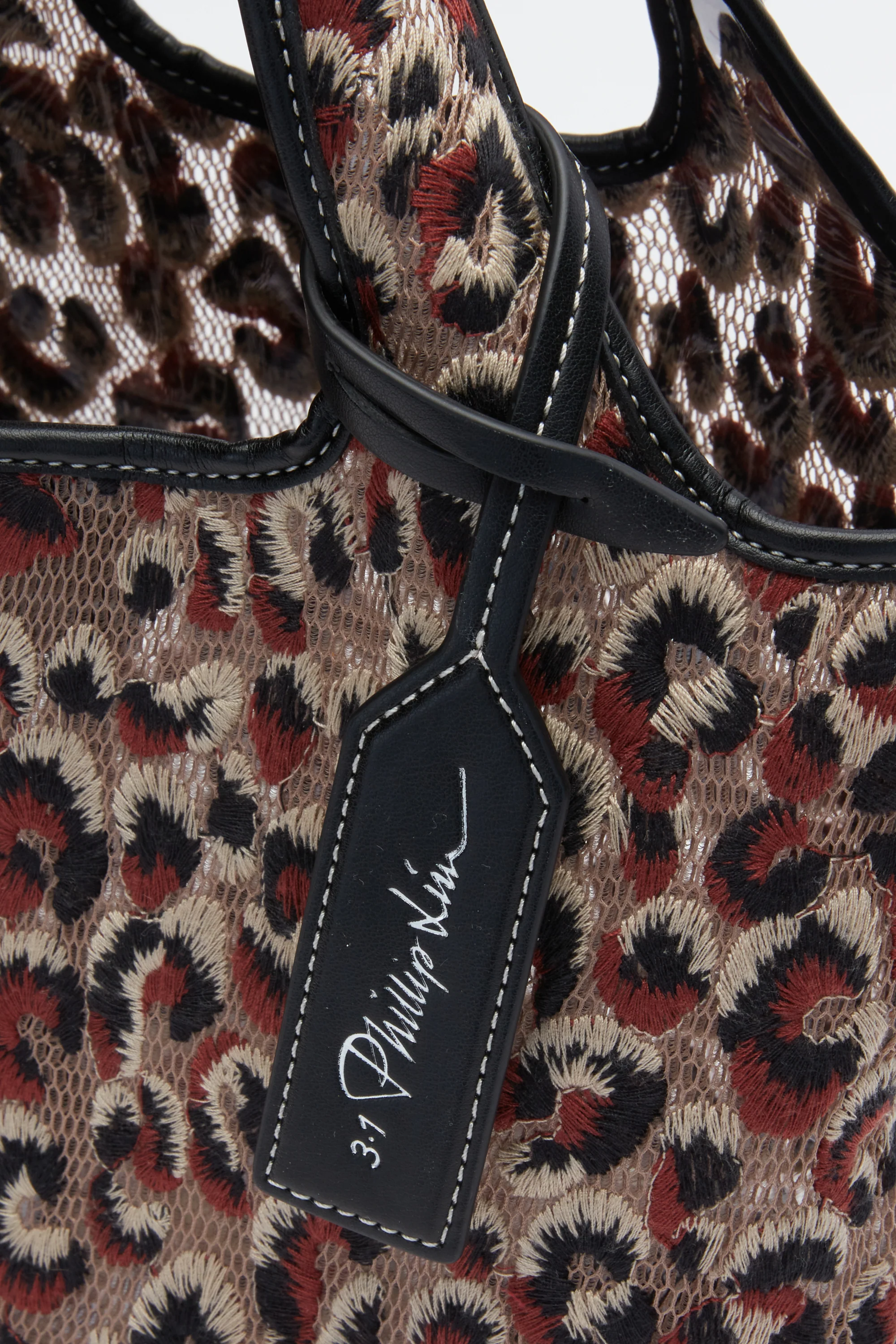Leopard Embroidered Mini Market Tote - Image 3