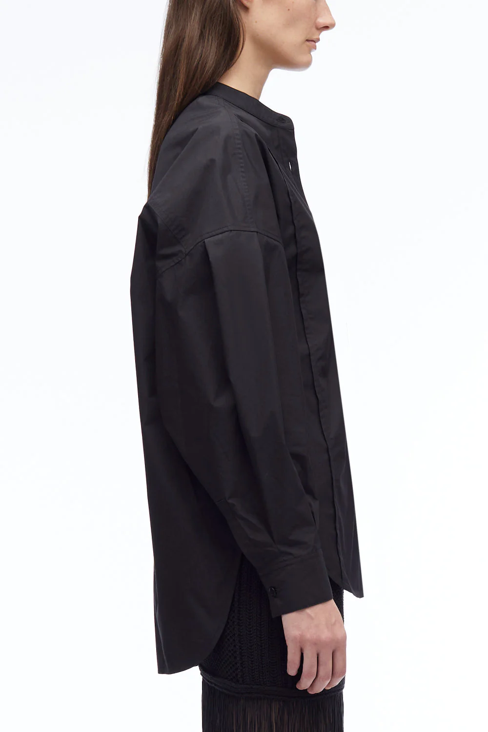 Long Sleeve Band Collar Poplin Shirt - Image 6