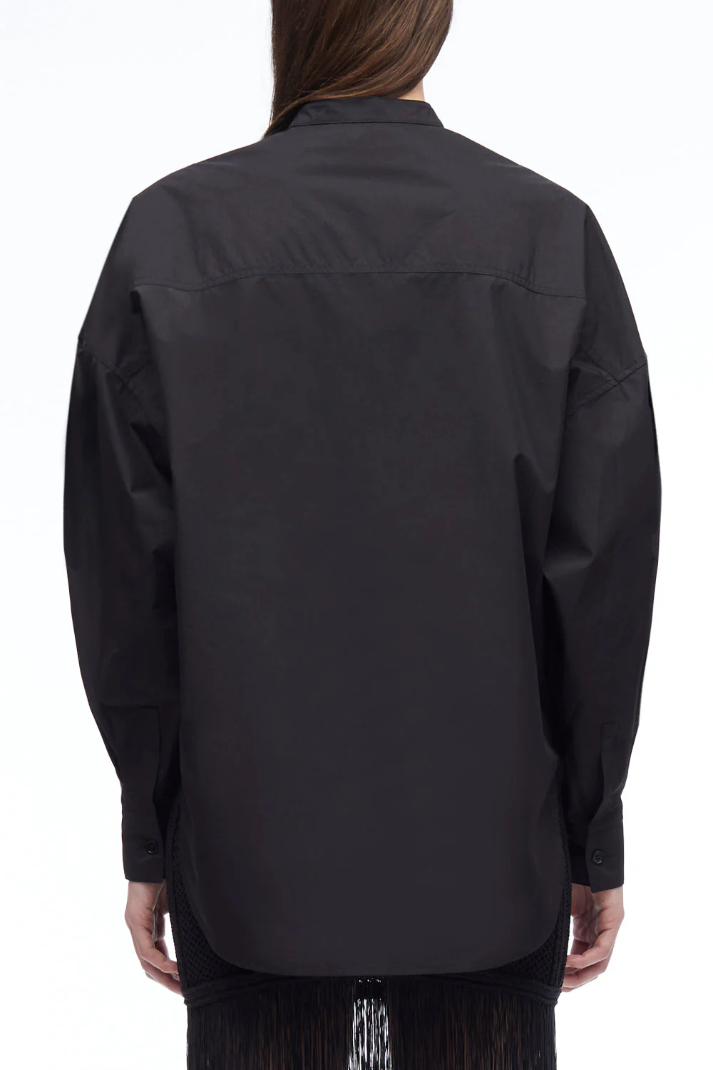 Long Sleeve Band Collar Poplin Shirt - Image 7