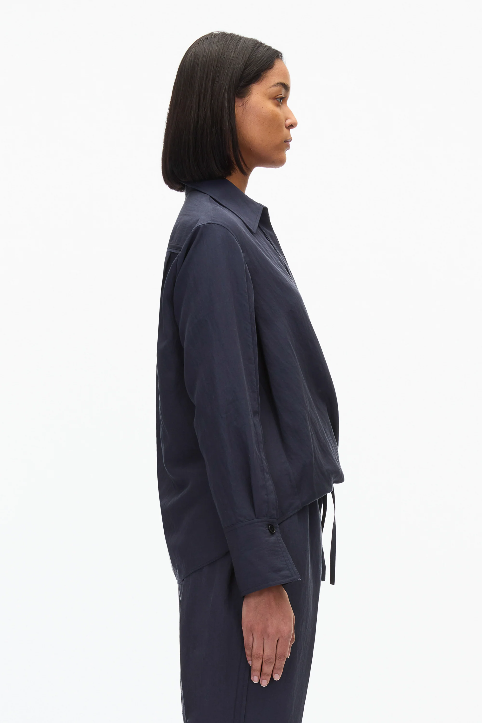 Draped Crossover Long Sleeve Shirt - Image 3