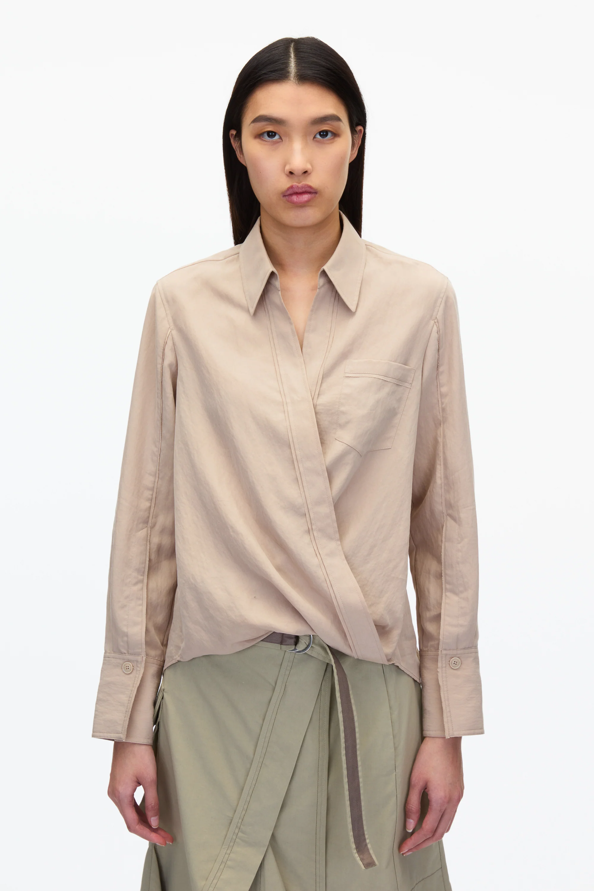 Draped Crossover Long Sleeve Shirt - Image 6