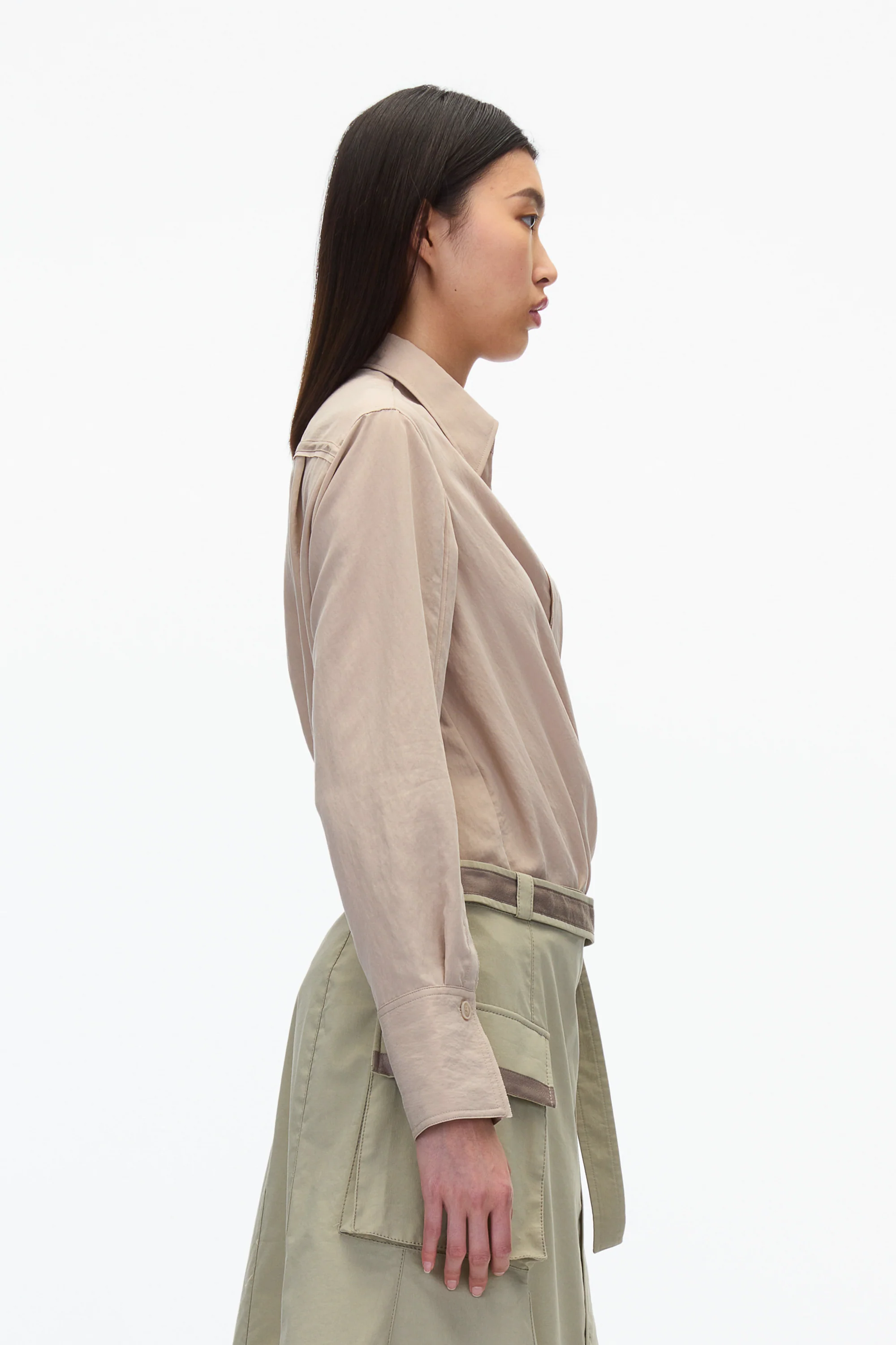 Draped Crossover Long Sleeve Shirt - Image 7