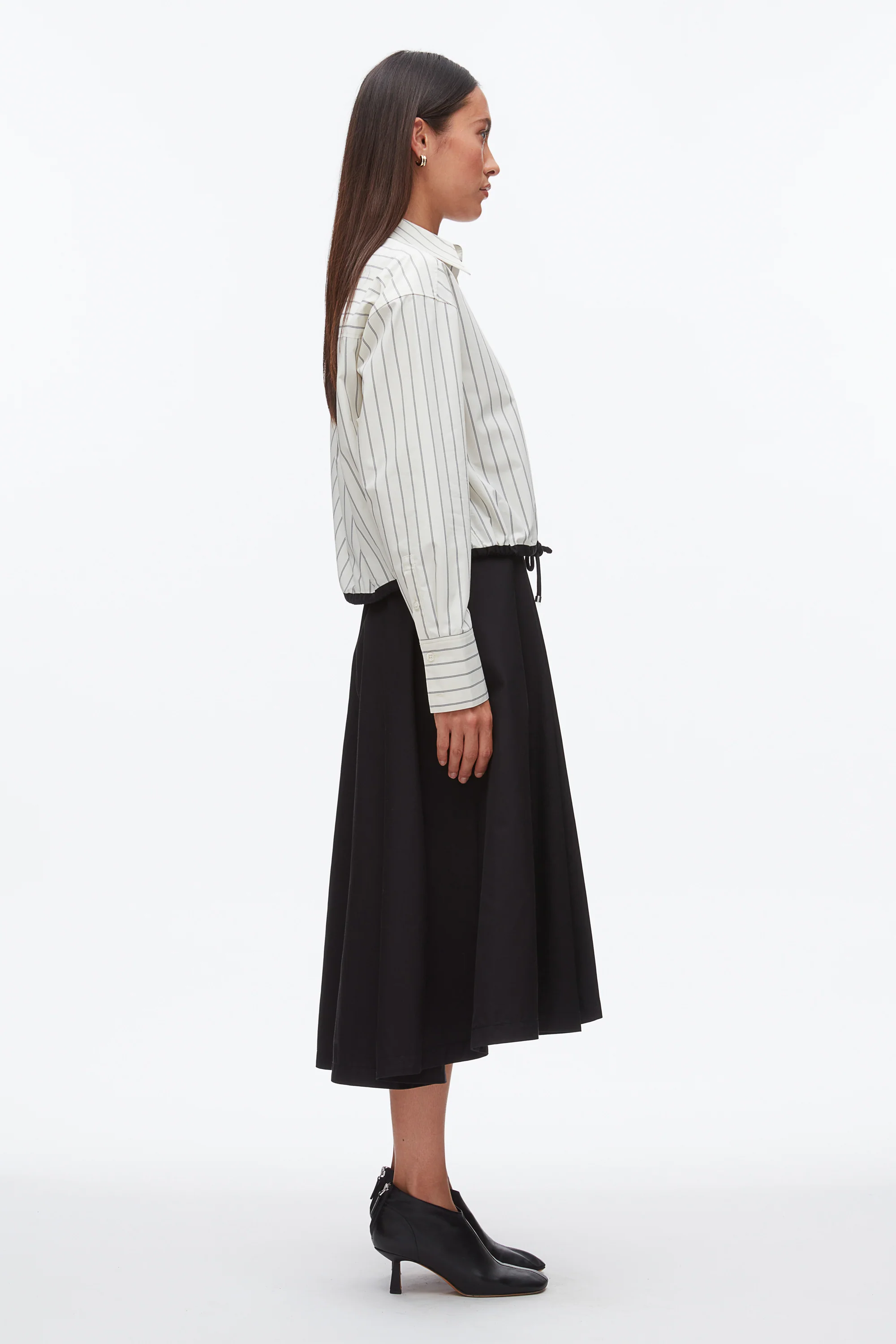 Drawcord Hem Stripe Shirt - Image 3