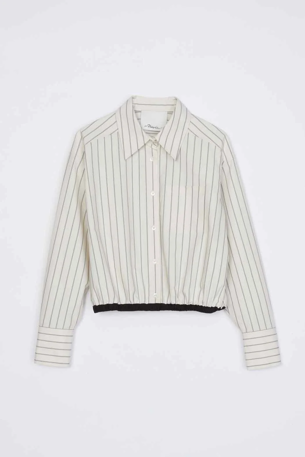 Drawcord Hem Stripe Shirt - Image 6