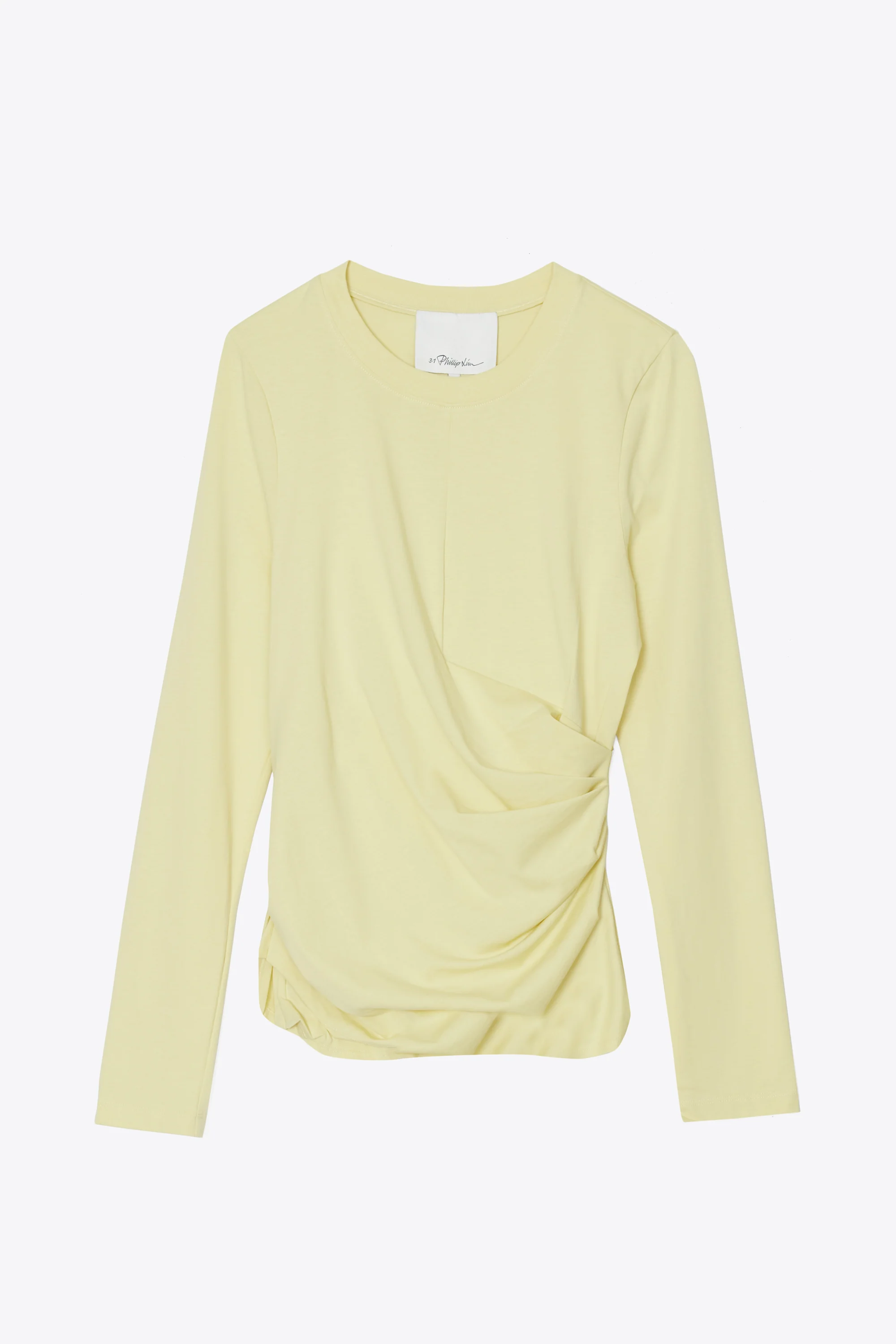 Long Sleeve Draped Cotton Jersey T-Shirt - Image 5