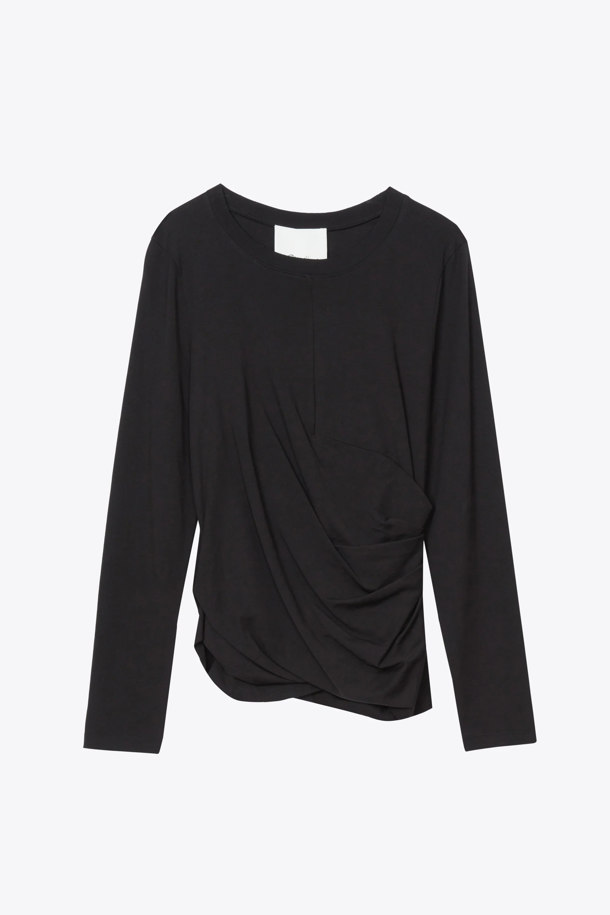 Long Sleeve Draped Cotton Jersey T-Shirt - Image 6