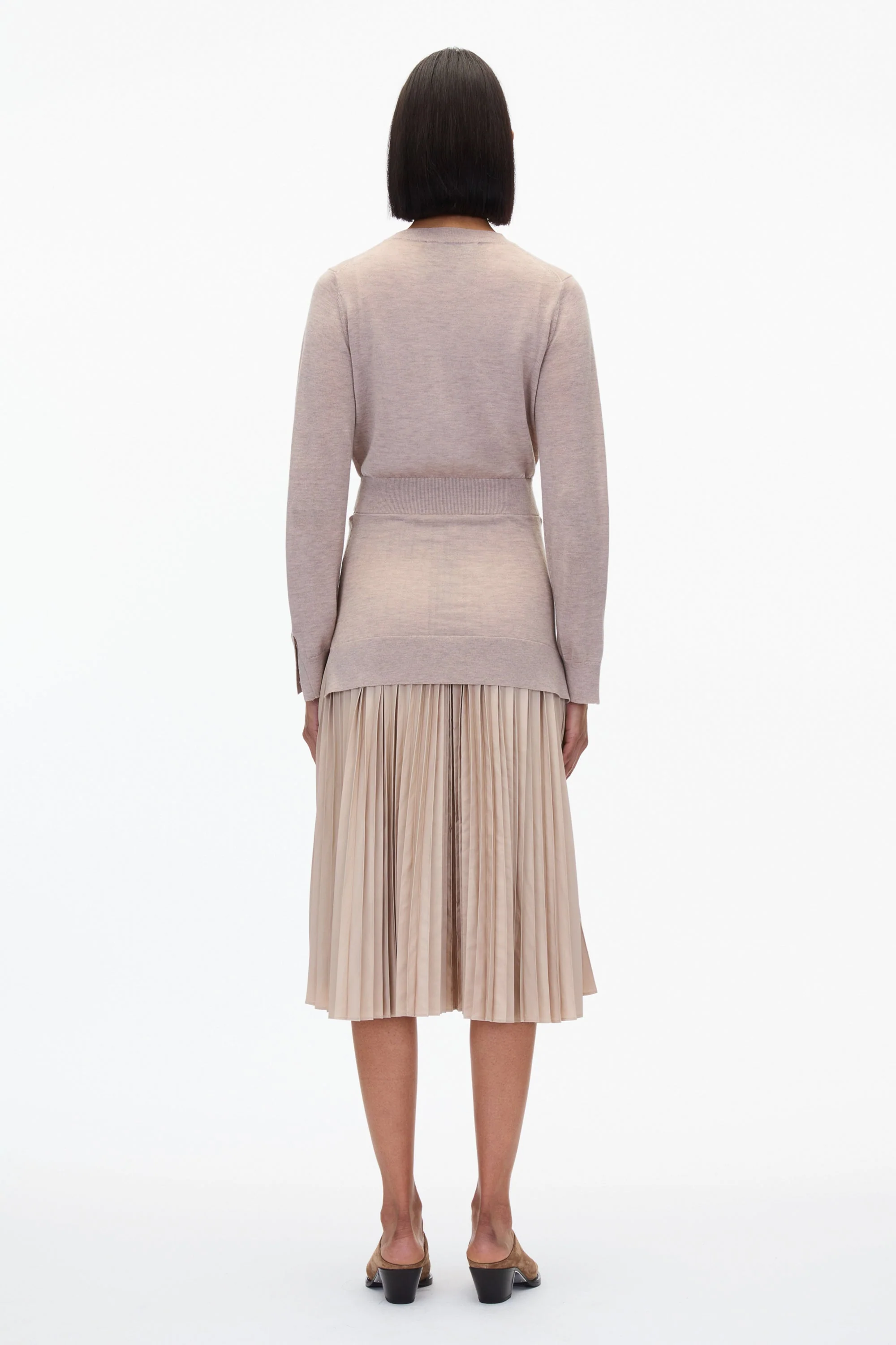 Combo Pleated Dress with Tie Waist - Image 13