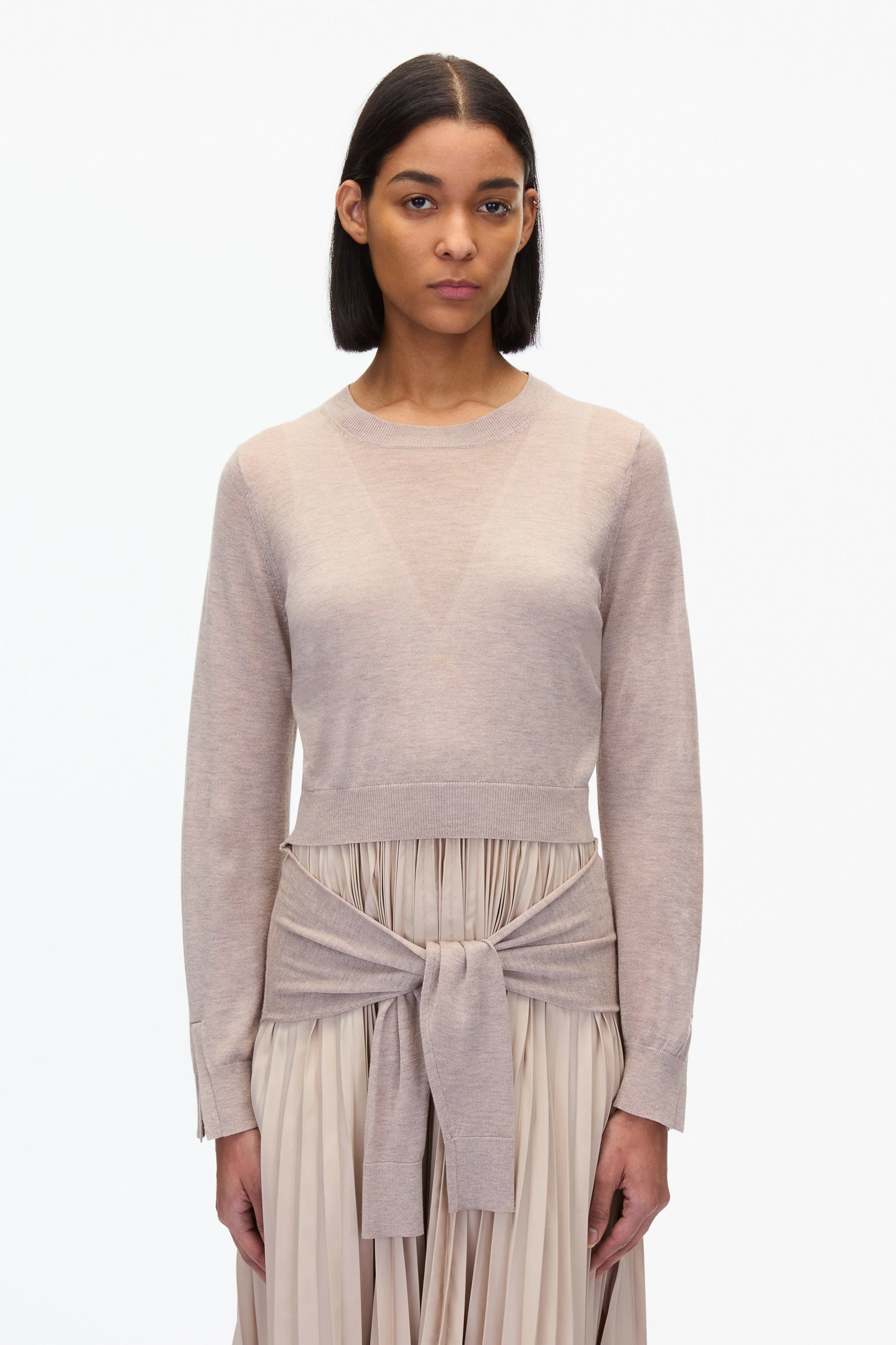 Combo Pleated Dress with Tie Waist - Image 14