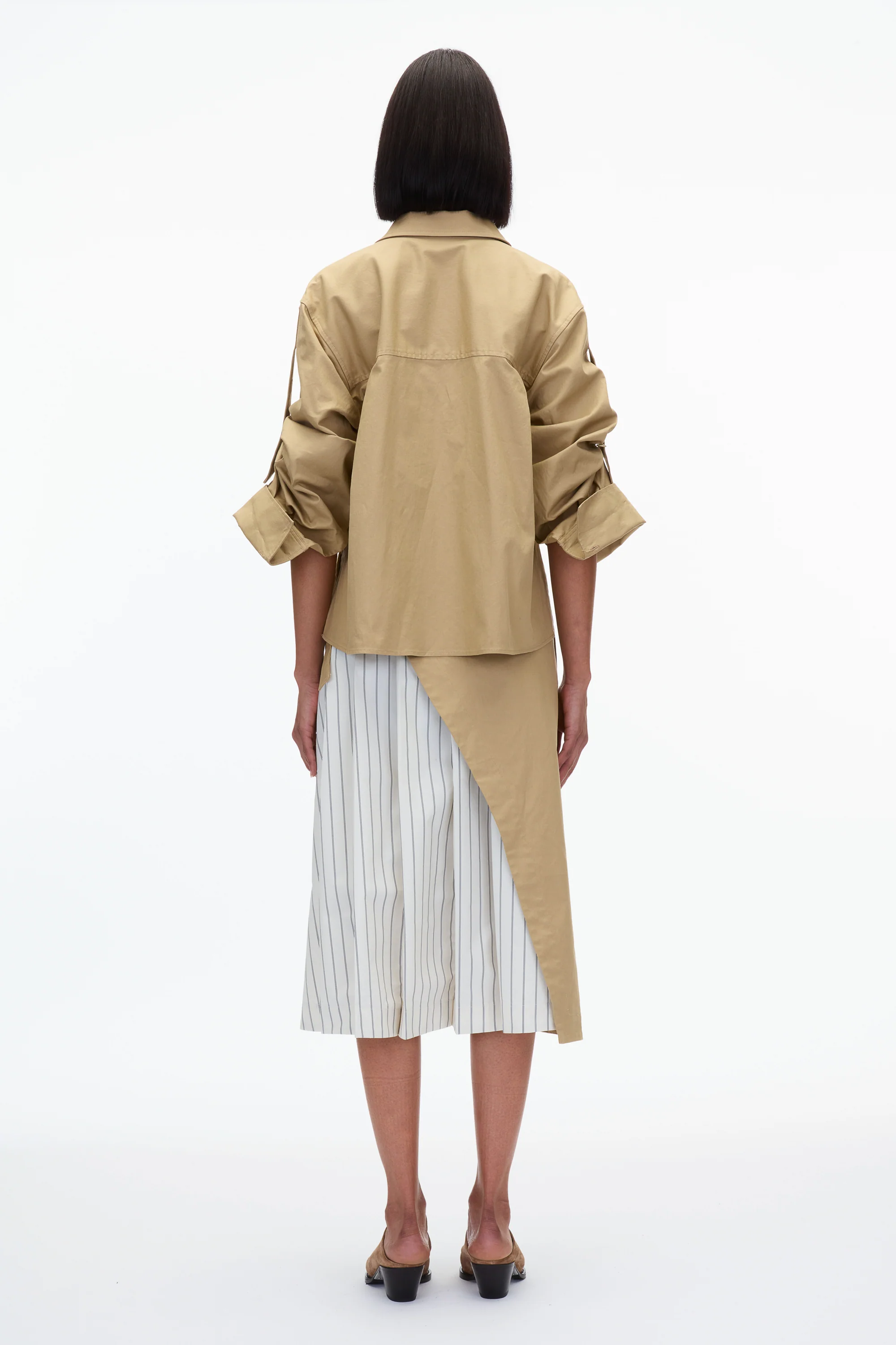 Utility Shirt Dress with Pleated Wrap Skirt - Image 4