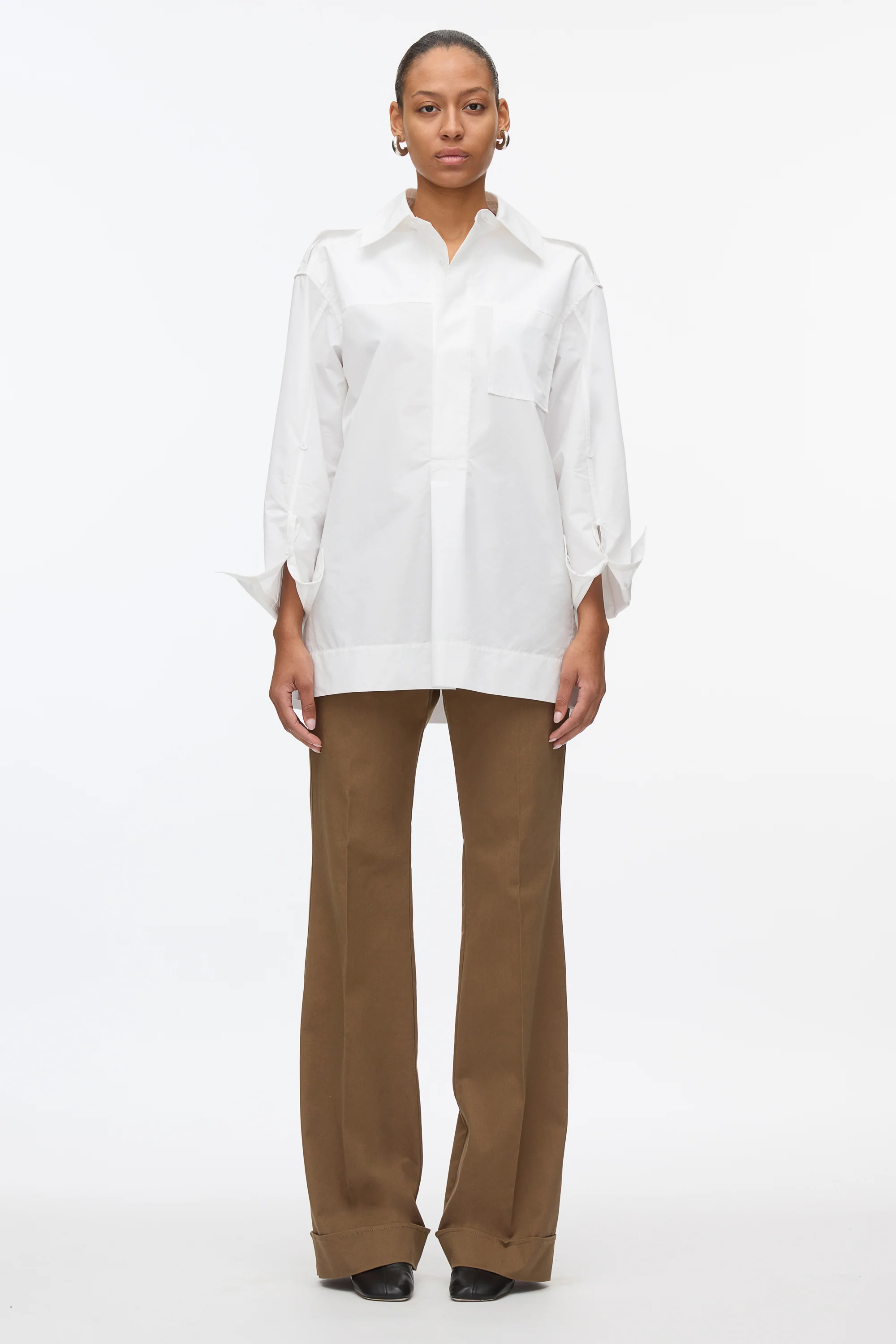 White Oversize Popover Shirt - Image 12