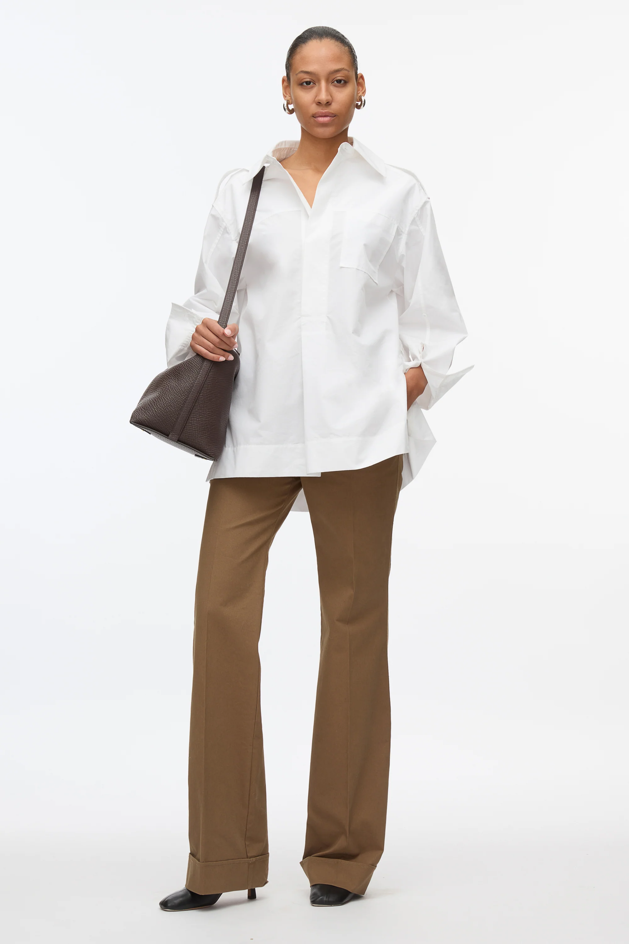 White Oversize Popover Shirt - Image 13