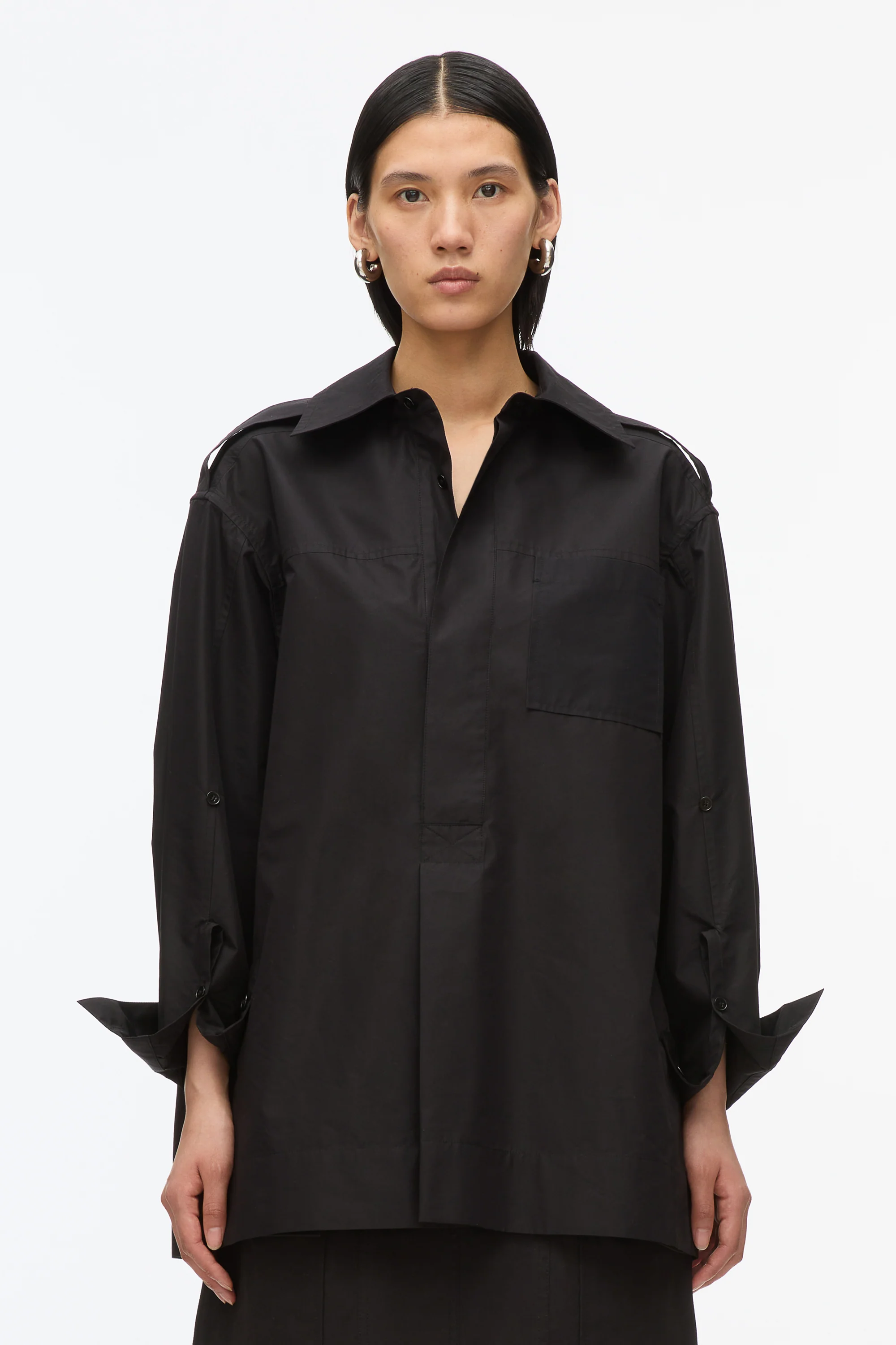 White Oversize Popover Shirt - Image 3