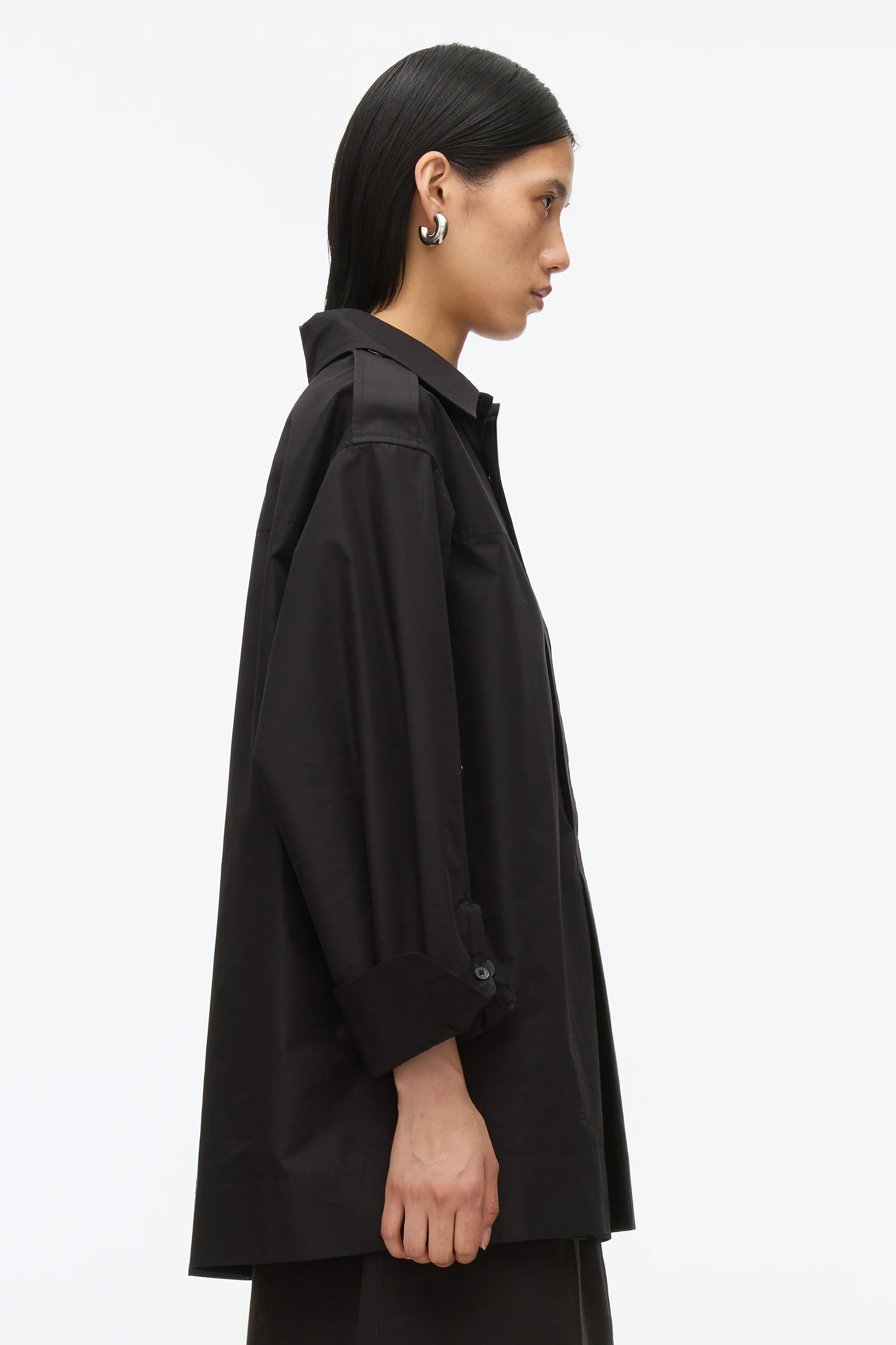 White Oversize Popover Shirt - Image 4
