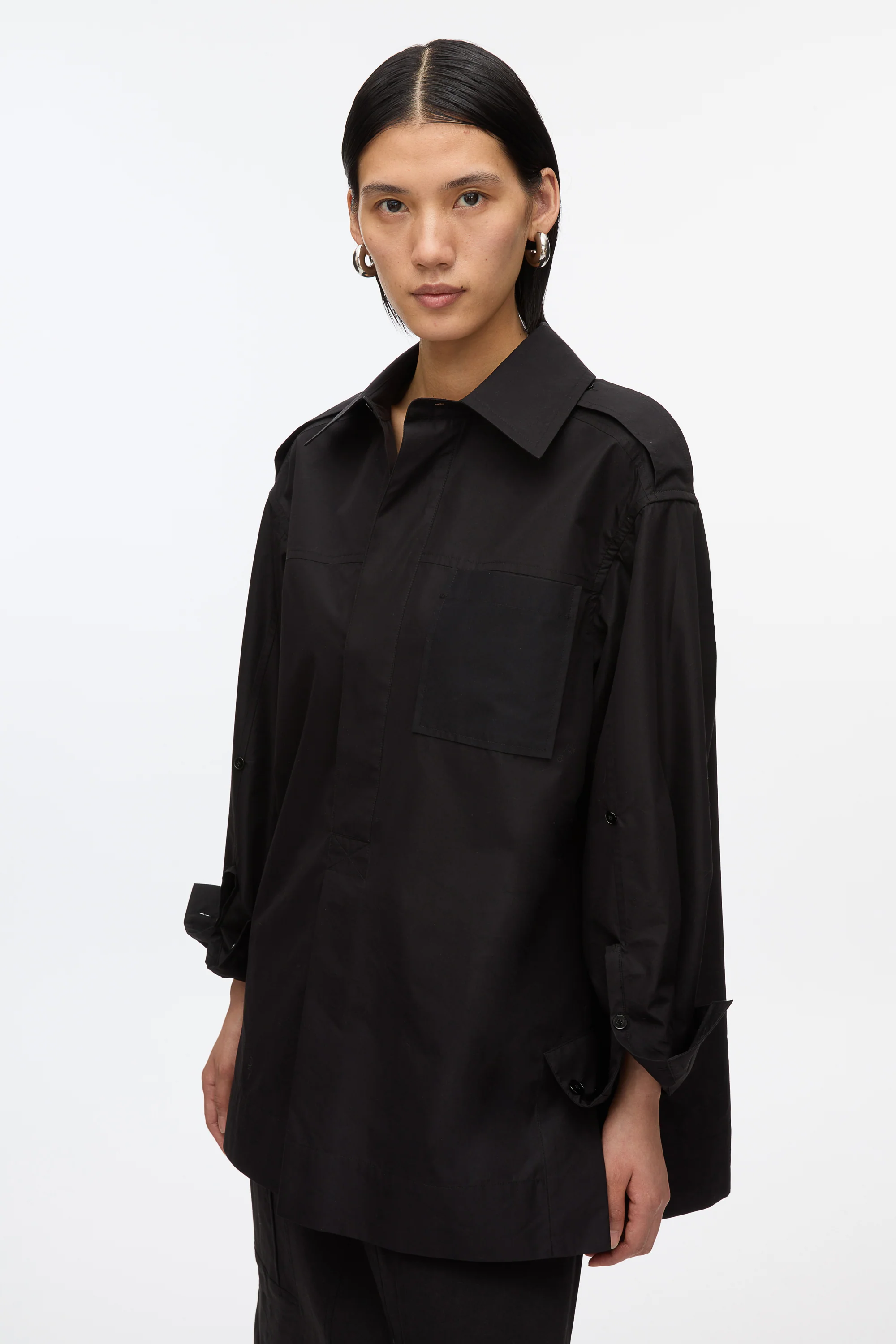 White Oversize Popover Shirt - Image 6