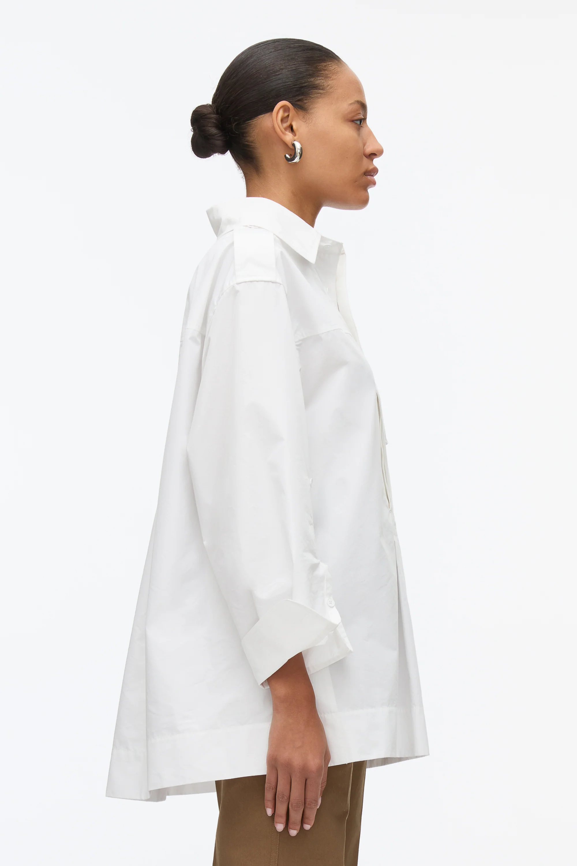 White Oversize Popover Shirt - Image 9